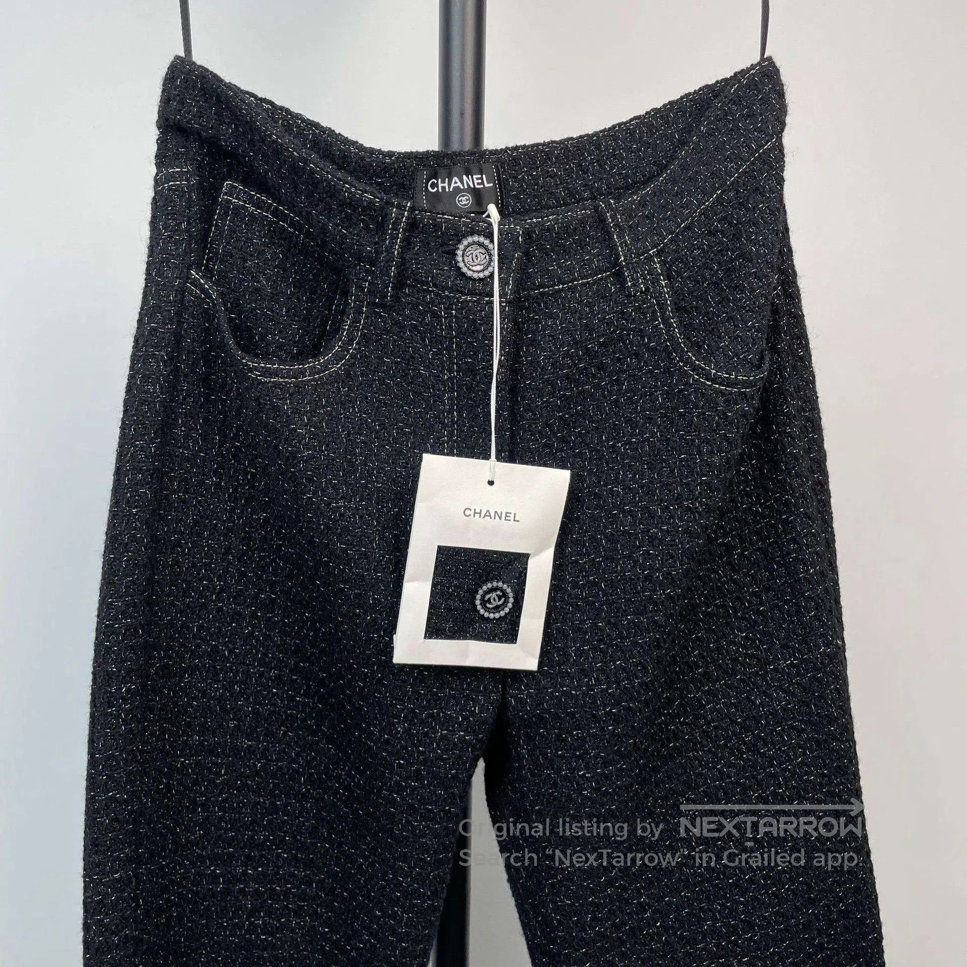 Chanel Chanel Black Tweed Straight. Size 35" - 8 Thumbnail
