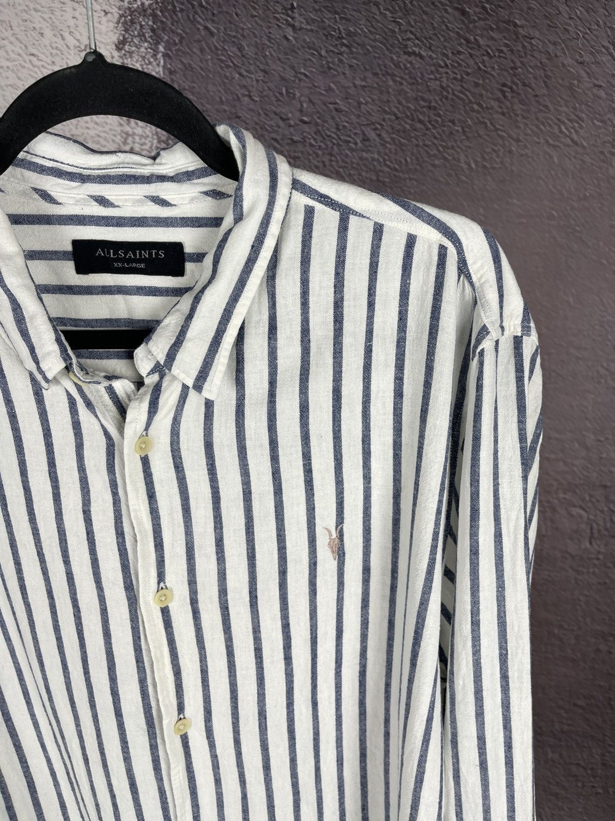 Allsaints Allsaints Dedham long sleeve striped shirt linen blend Size US XXL / EU 58 / 5 - 6 Thumbnail