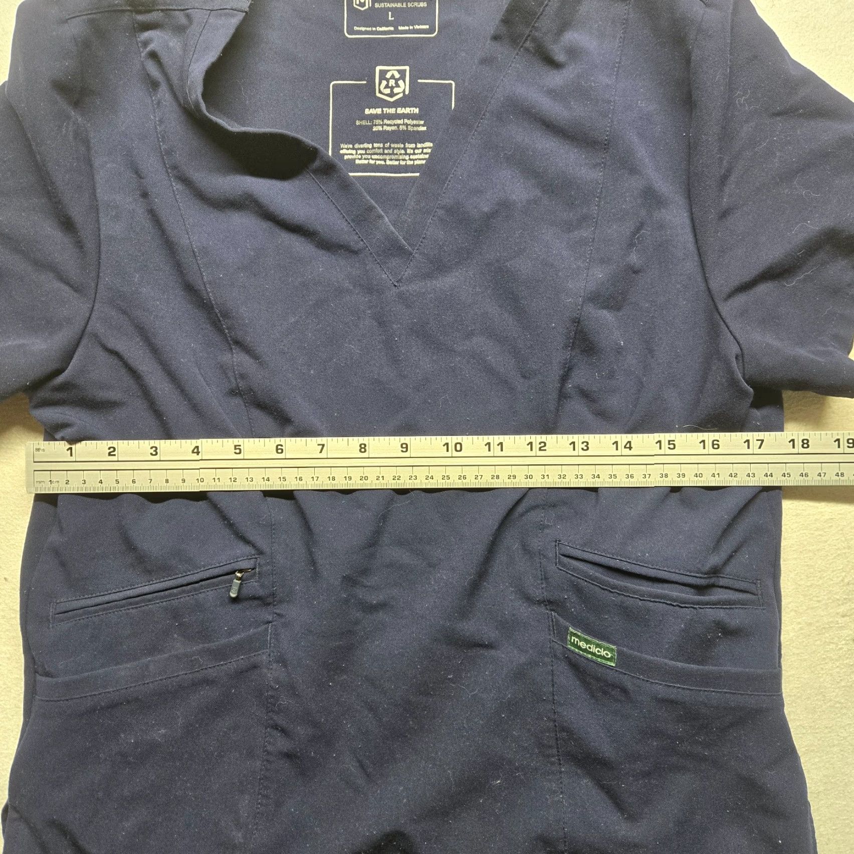 Vintage Mediclo Shirt Women L Blue Short Sleeve V Neck Pockets Adult Size L / US 10 / IT 46 - 5 Thumbnail