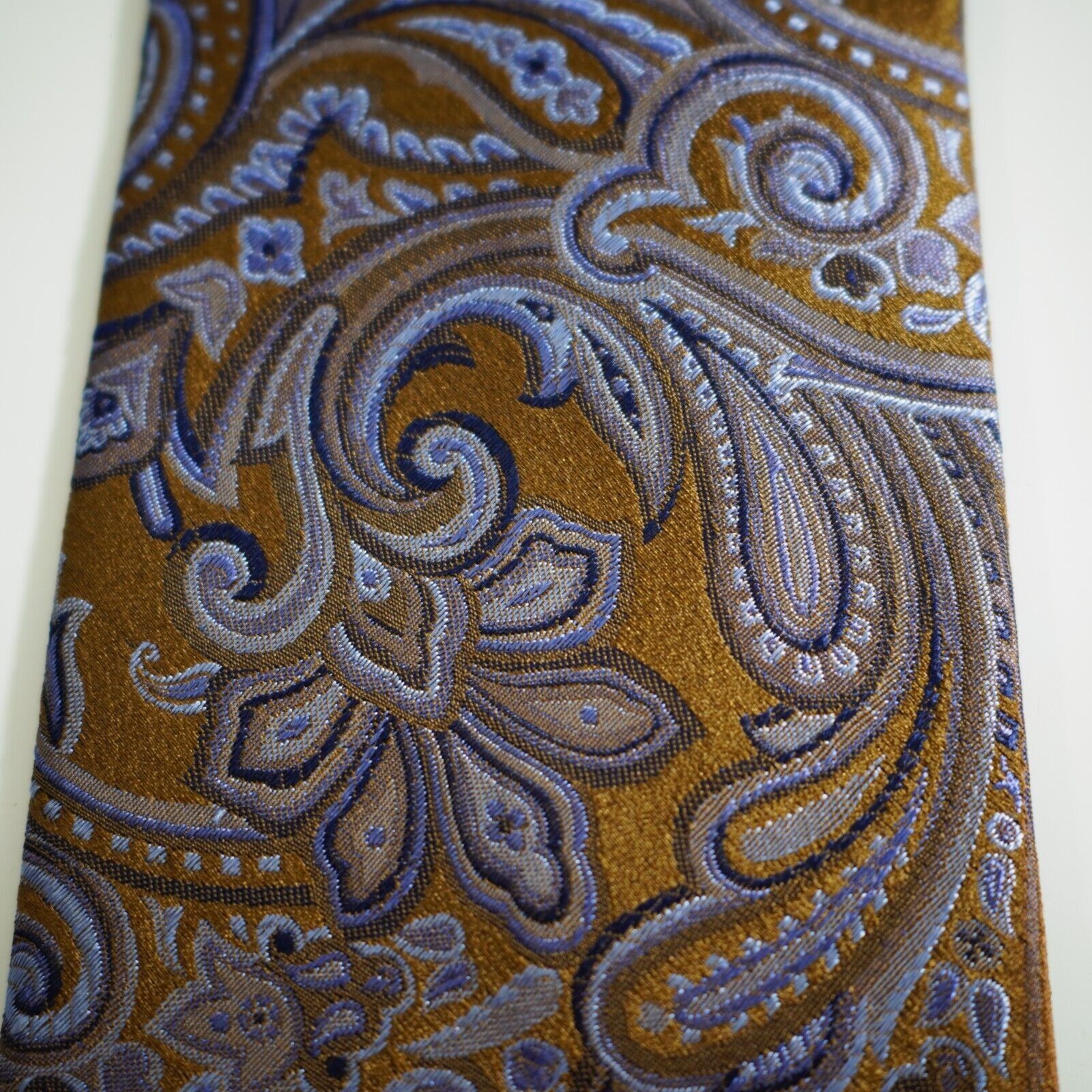 Hugo Boss Boss Hugo Boss Brown Blue Paisley Floral Woven Silk Tie Size ONE SIZE - 2 Thumbnail