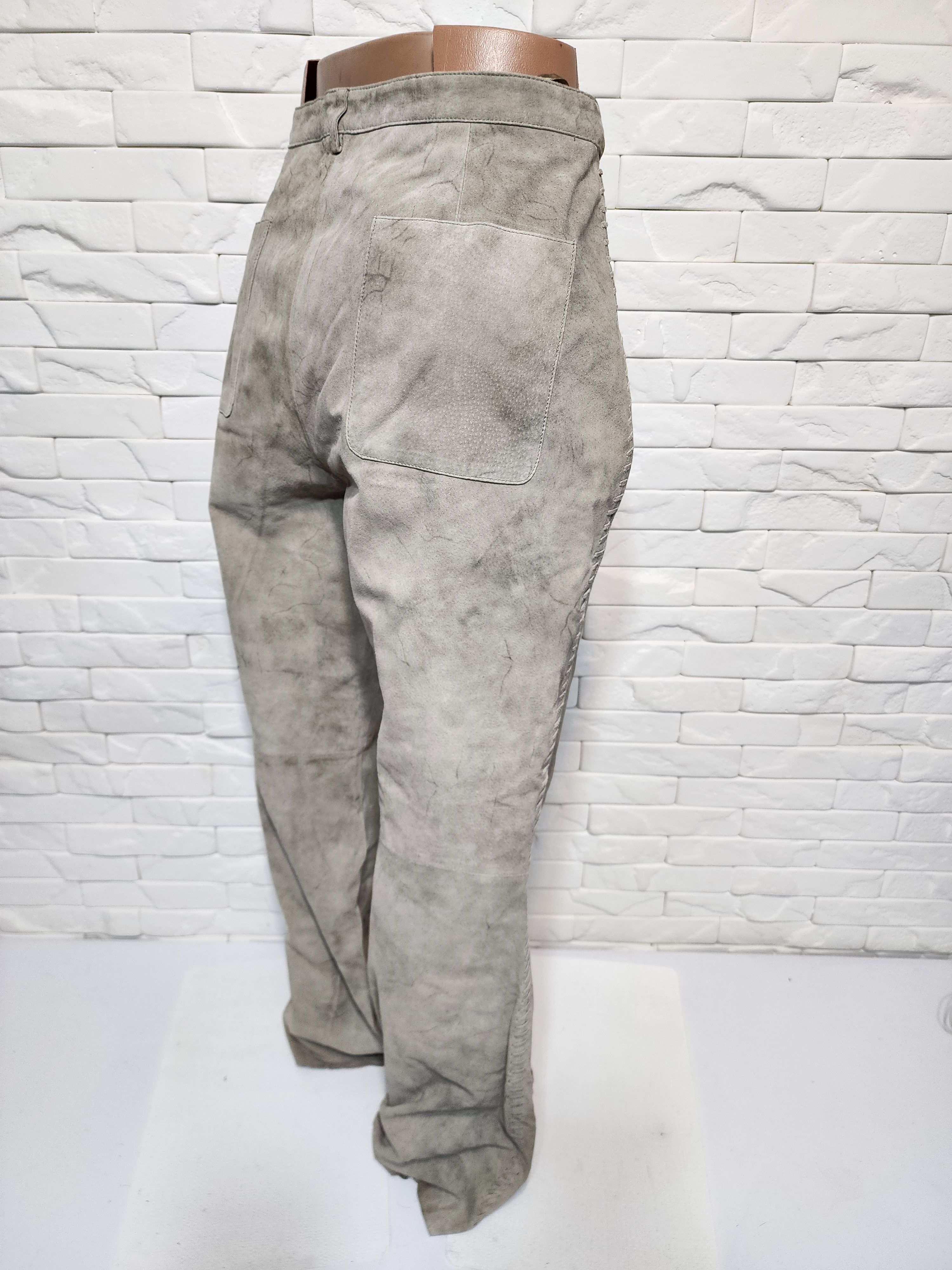 Genuine Leather Gray Leather Pants: Women's Genuine Suede Trousers Size 36" / US 14 / IT 50 - 6 Thumbnail