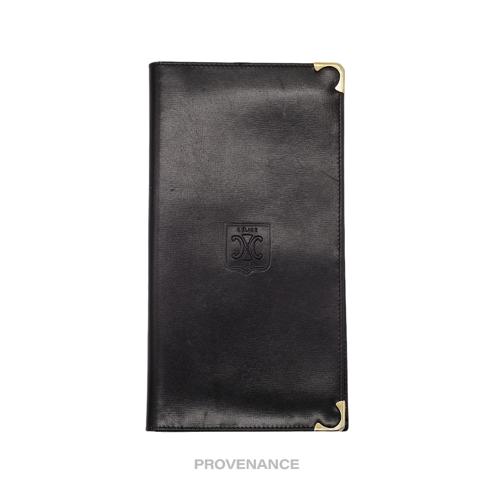 image of Celine Crest Long Wallet - Black Calf Leather, Women's