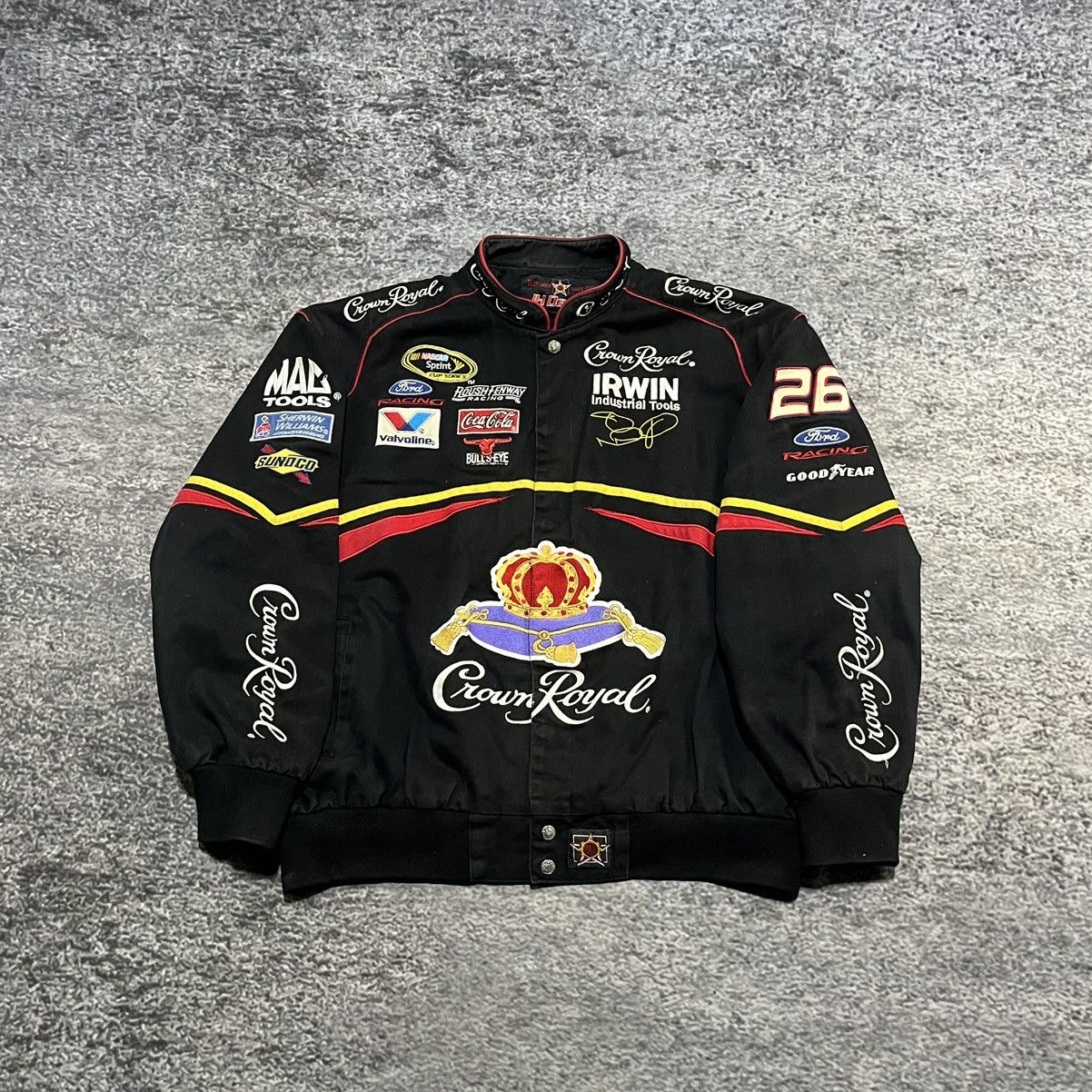 JH Design VINTAGE CROWN ROYAL JH DESIGN RACING JACKET 90s BLACK XL Size US XL / EU 56 / 4 - 1 Thumbnail