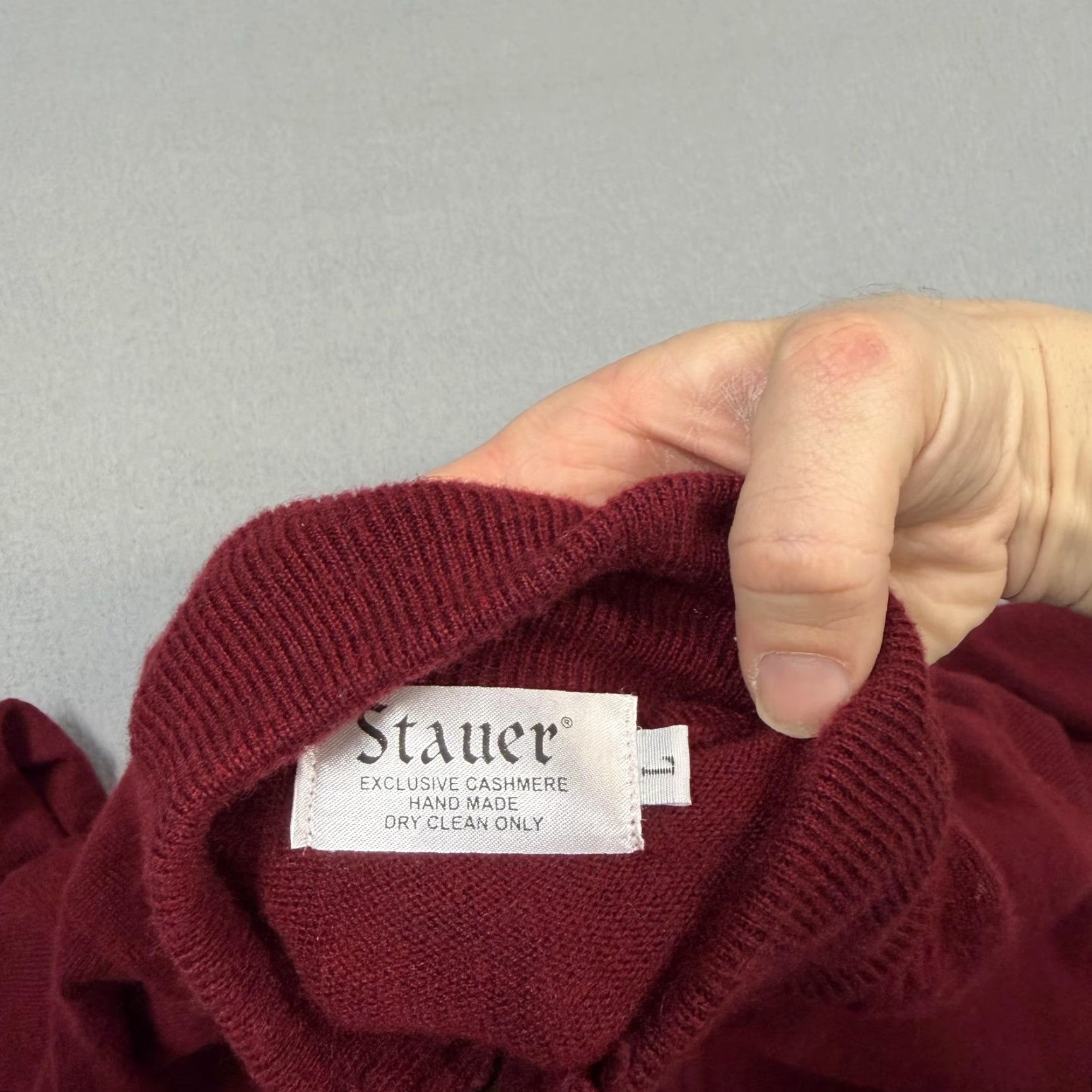 Vintage Stauer Sweater Mens Large Red Full Zip Mock Neck Cashmere Knit Solid Casual Size US L / EU 52-54 / 3 - 4 Thumbnail