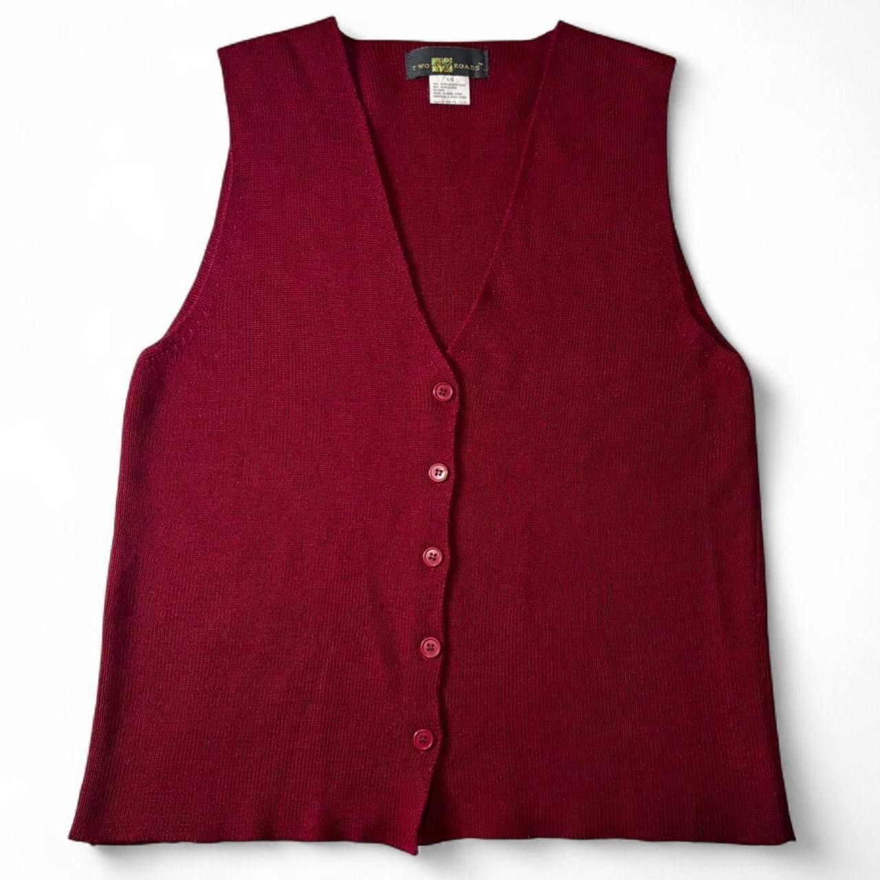 Vintage Vintage Knitted Red Cardigan Sweater Vest - L Size US L / EU 52-54 / 3 - 1 Thumbnail