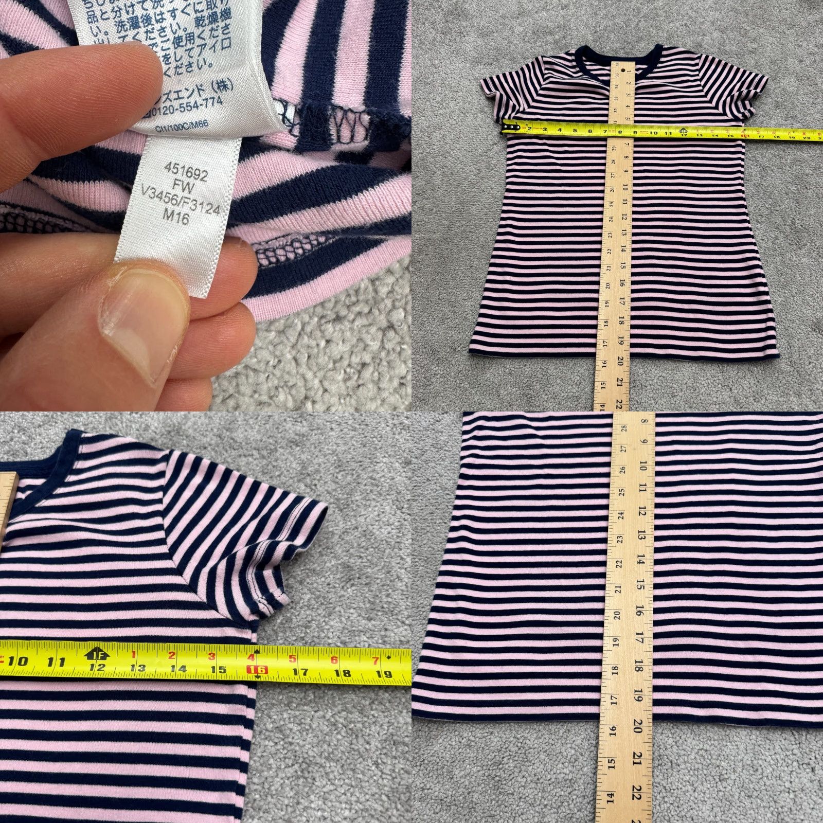 Lands' End Lands' End Shaped Fit T-Shirt Womens Petite XS Navy Pink Striped Crew Neck Tee Size XS / US 0-2 / IT 36-38 - 8 Thumbnail
