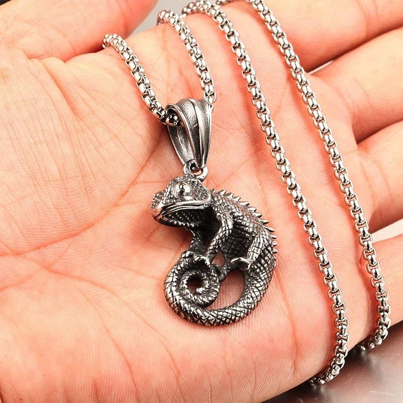 Other Gothic Stainless Steel Chameleon Pendant Necklace Size ONE SIZE - 4 Thumbnail