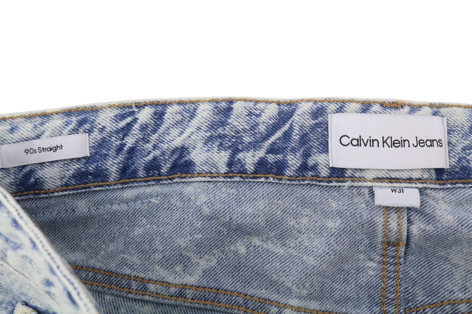 Calvin Klein 90S STRAIGHT W31 Faded Blue Zip Fly Logo Denim 85289 Size US 31 - 6 Thumbnail