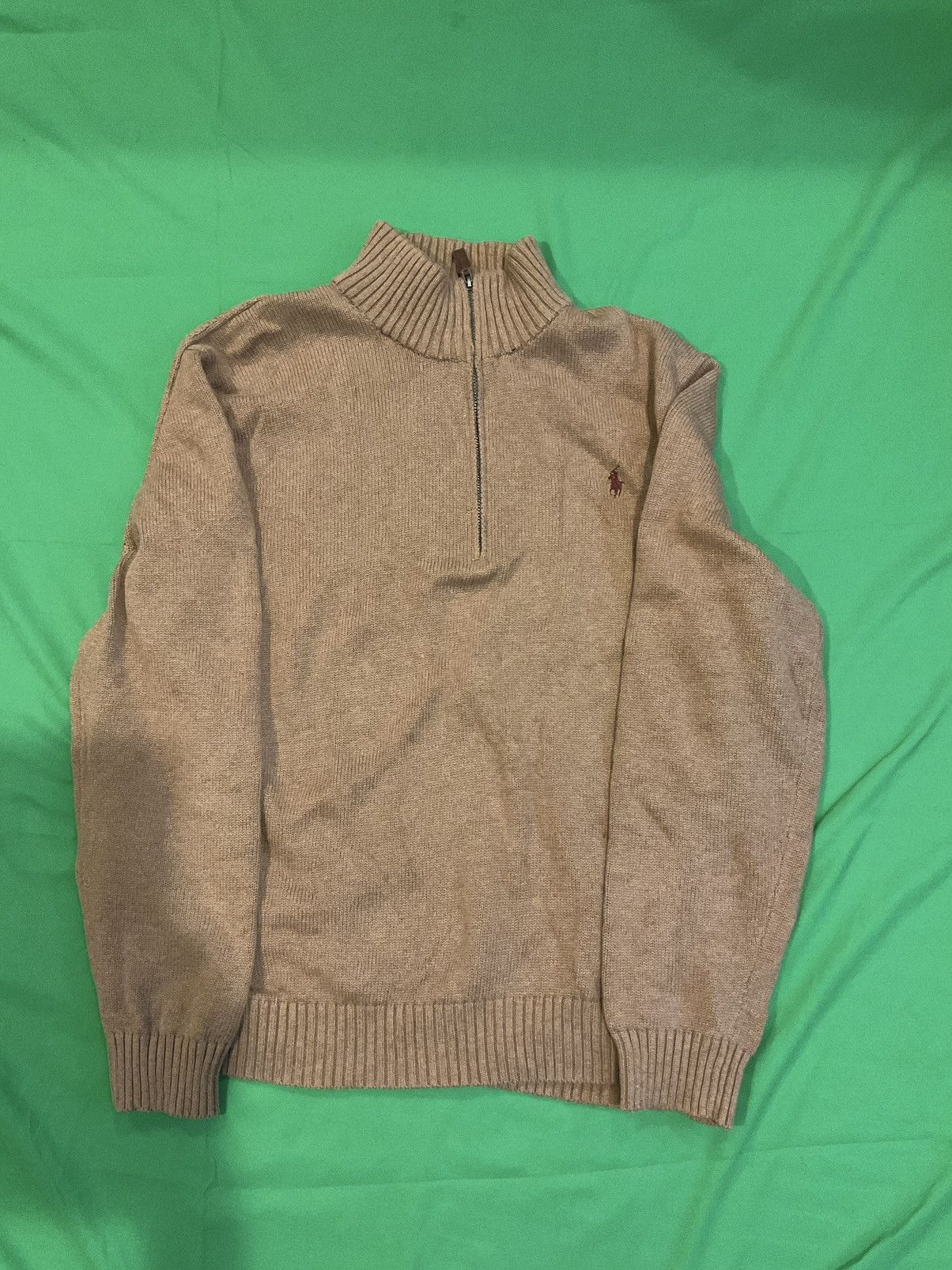 Polo Ralph Lauren × Vintage Vintage Tan Polo Ralph Lauren quarter zip Size US XXL / EU 58 / 5 - 1 Thumbnail