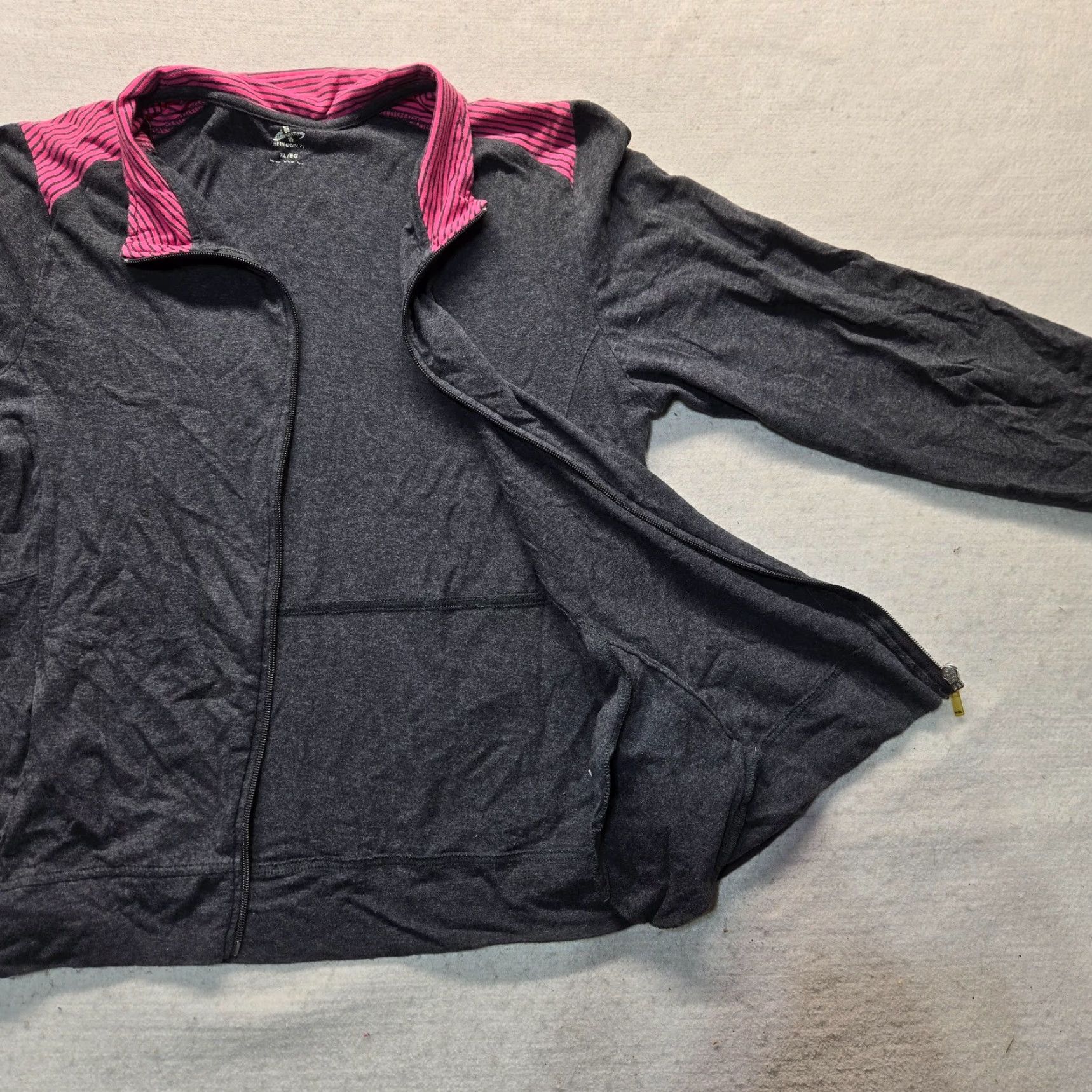Vintage Athletic Gray Hoodie Zip Up Jacket Sweatshirt Sweater Hooded Adult Women's XL Shirt Size XL / US 12-14 / IT 48-50 - 3 Thumbnail