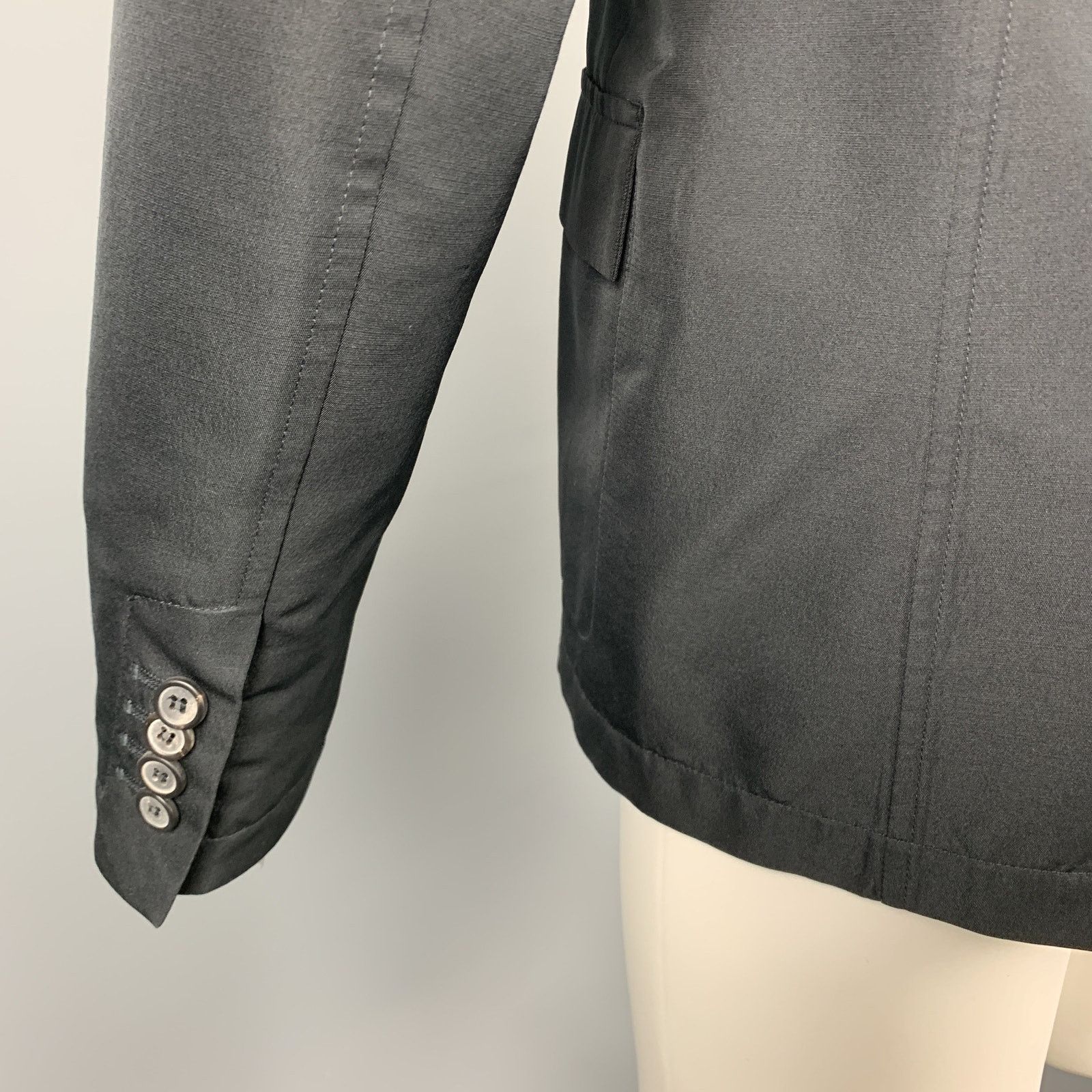 Lanvin LANVIN Size 38 Black Polyester / Wool Notch Lapel Sport Coat Size 38R - 5 Thumbnail