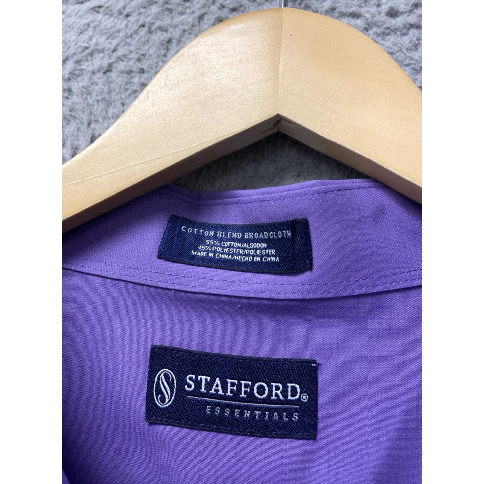 Stafford Stafford Men's Dress Shirt 2XL 18.5 34/35 Purple Classic Fit Regular Long Sleeve Machine Washable Size 48R - 3 Thumbnail