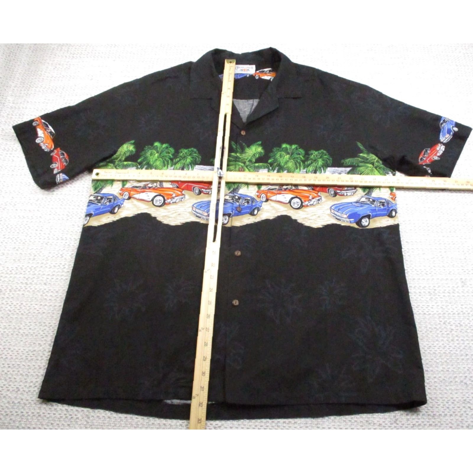 Vintage Pacific Legend Shirt Mens XL Black Hawaiian Retro Cars Palm Trees Aloha Size US XXL / EU 58 / 5 - 7 Thumbnail