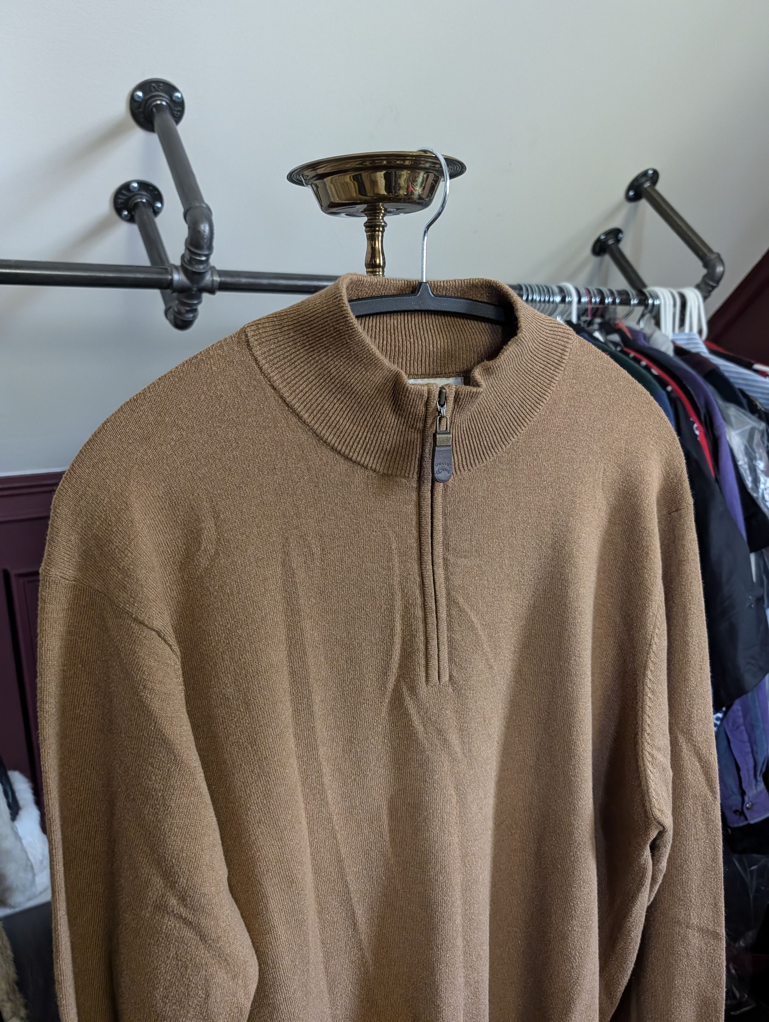 Orvis Cotton/silk/cashmere tan knit 1/4 zip sweater XL Size US XL / EU 56 / 4 - 2 Thumbnail
