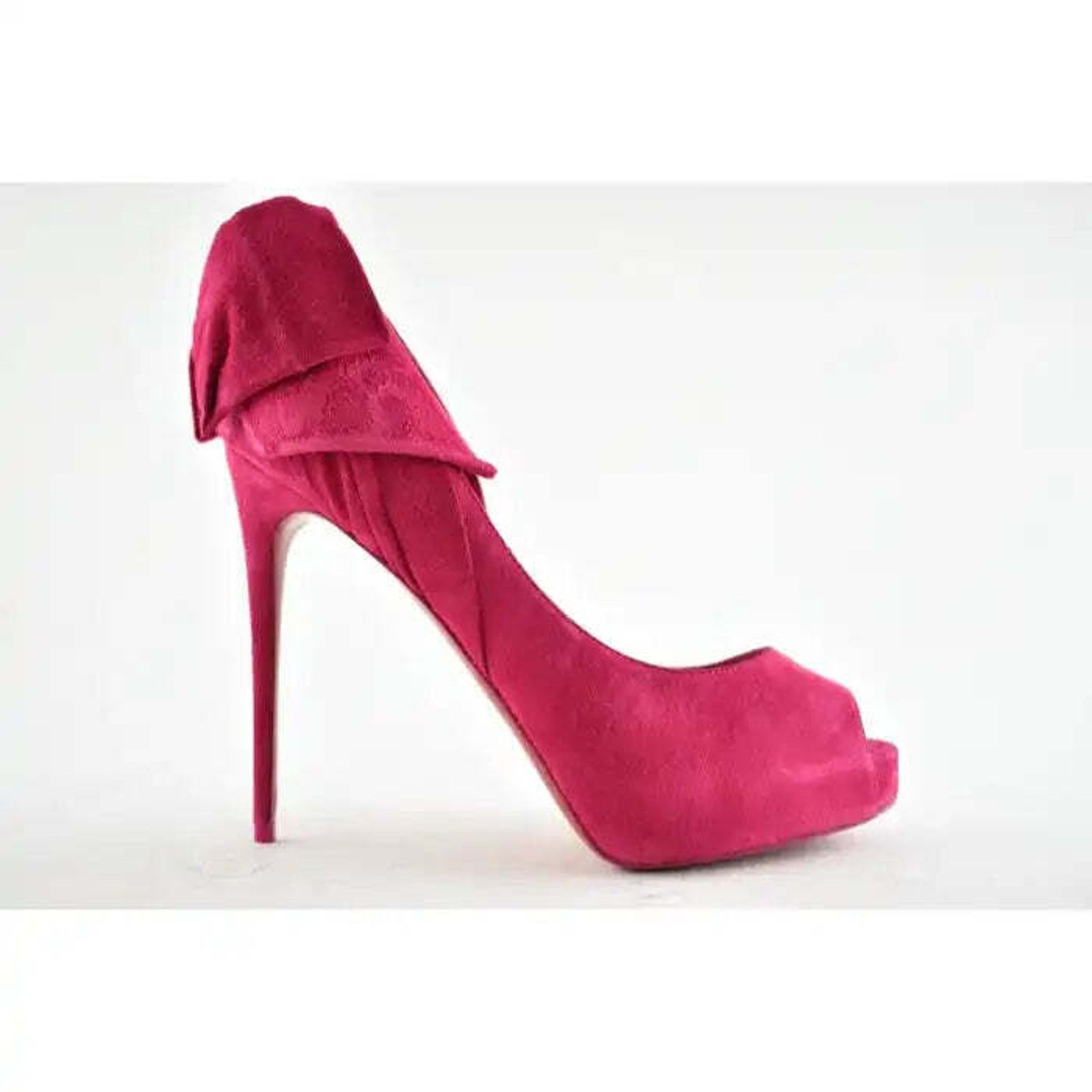 Christian Louboutin Rabakate Alta 120 Bomba Pink Suede Platform Heel Pump 37.5 Size US 7.5 / IT 37.5 - 2 Thumbnail