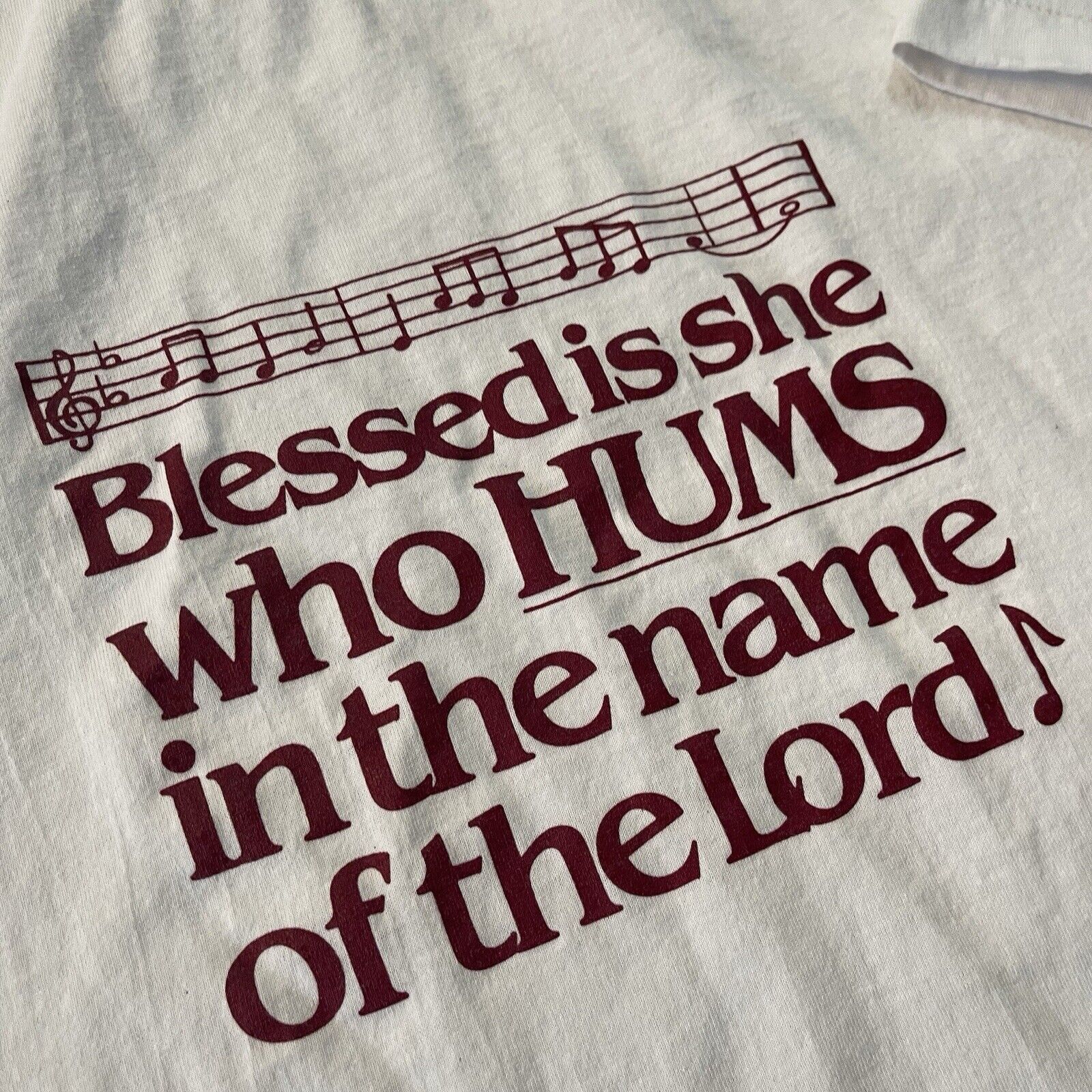 Fruit Of The Loom Vtg Blessed Is She Who Hums SIZE XL 50/50 Made In USA Rare Size US XL / EU 56 / 4 - 4 Thumbnail