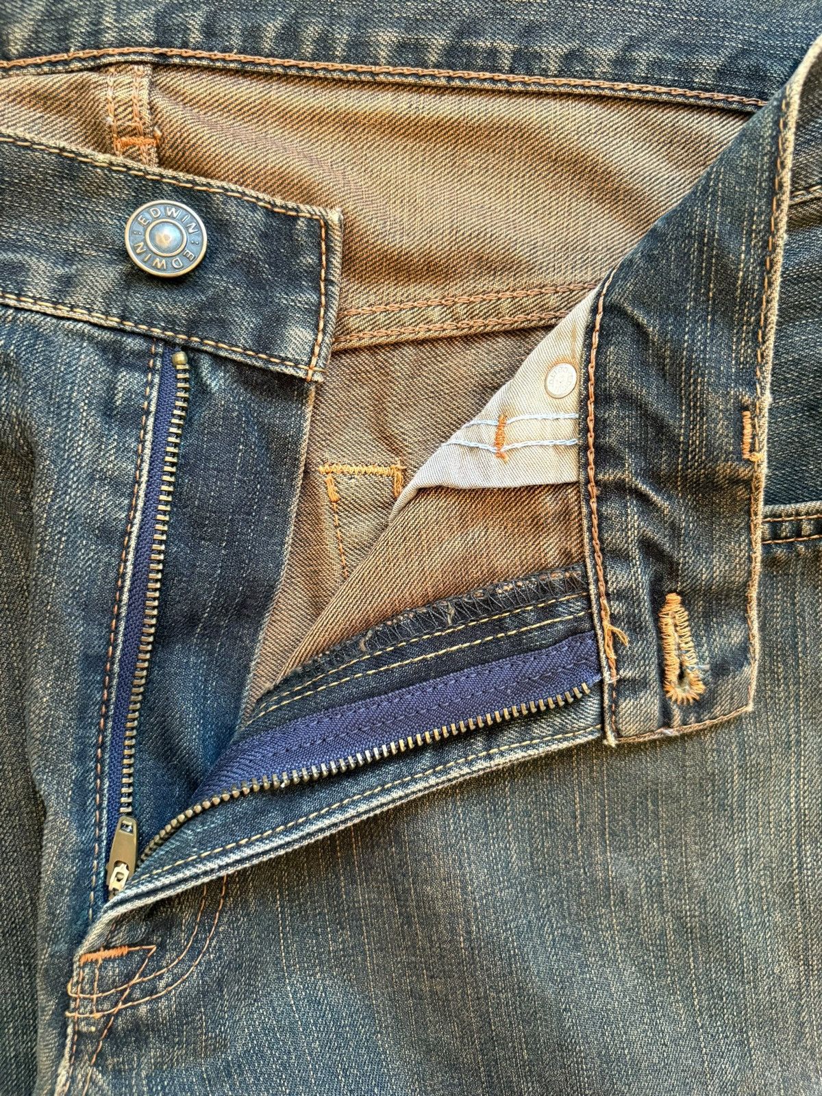 Edwin × Japanese Brand Vintage Japanese Edwin 503 Rusty Mud Wash Loose Baggy Jeans Size US 35 - 9 Thumbnail