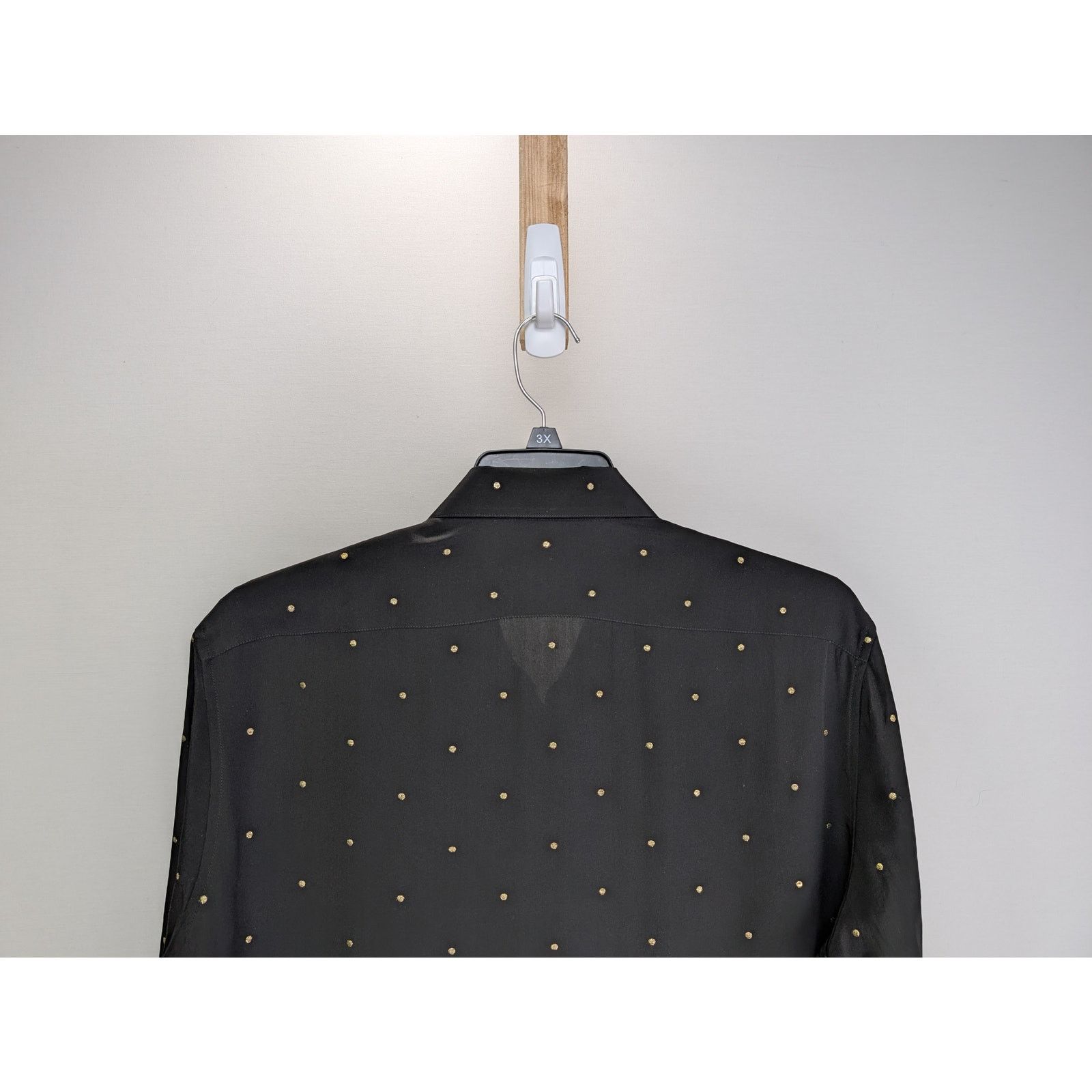 Saint Laurent Paris o1rshd1 Black with Gold Dots Button up Shirt in Black Size US M / EU 48-50 / 2 - 12 Thumbnail