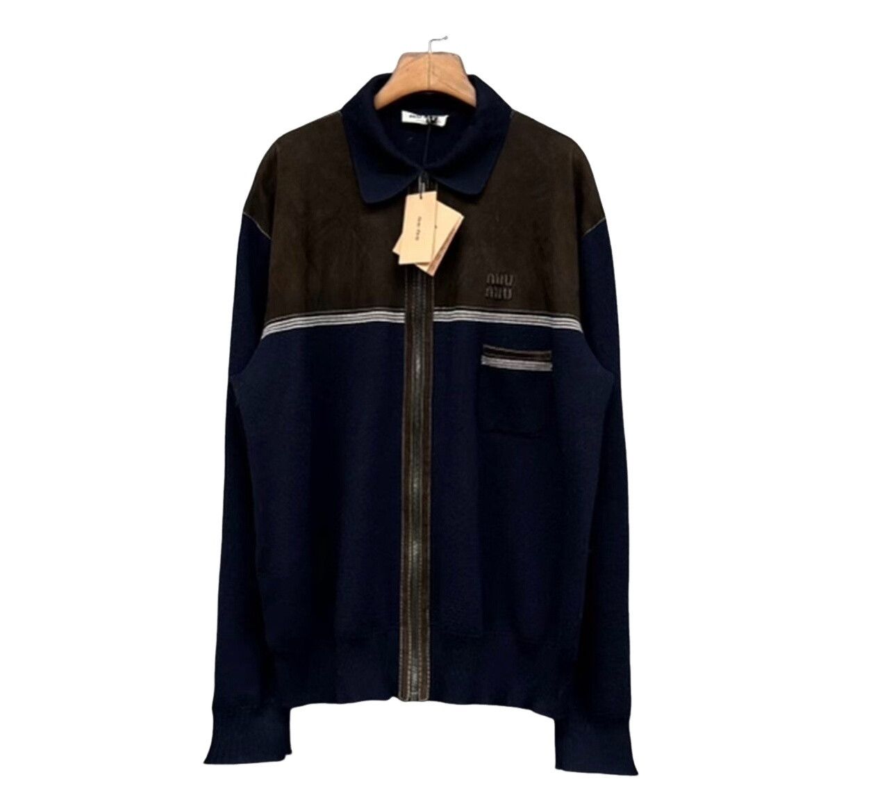 Miu Miu Miu Miu Suede Panel Zip Knit Jacket Size 42 Size US XS / EU 42 / 0 - 1 Thumbnail