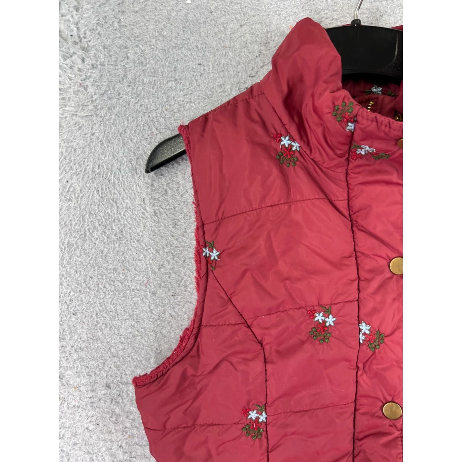 Vintage Angela Fashion Vest Women Small Red Floral Embroidered Sherpa Lined Available By Jacket Coat? Size S / US 4 / IT 40 - 7 Thumbnail