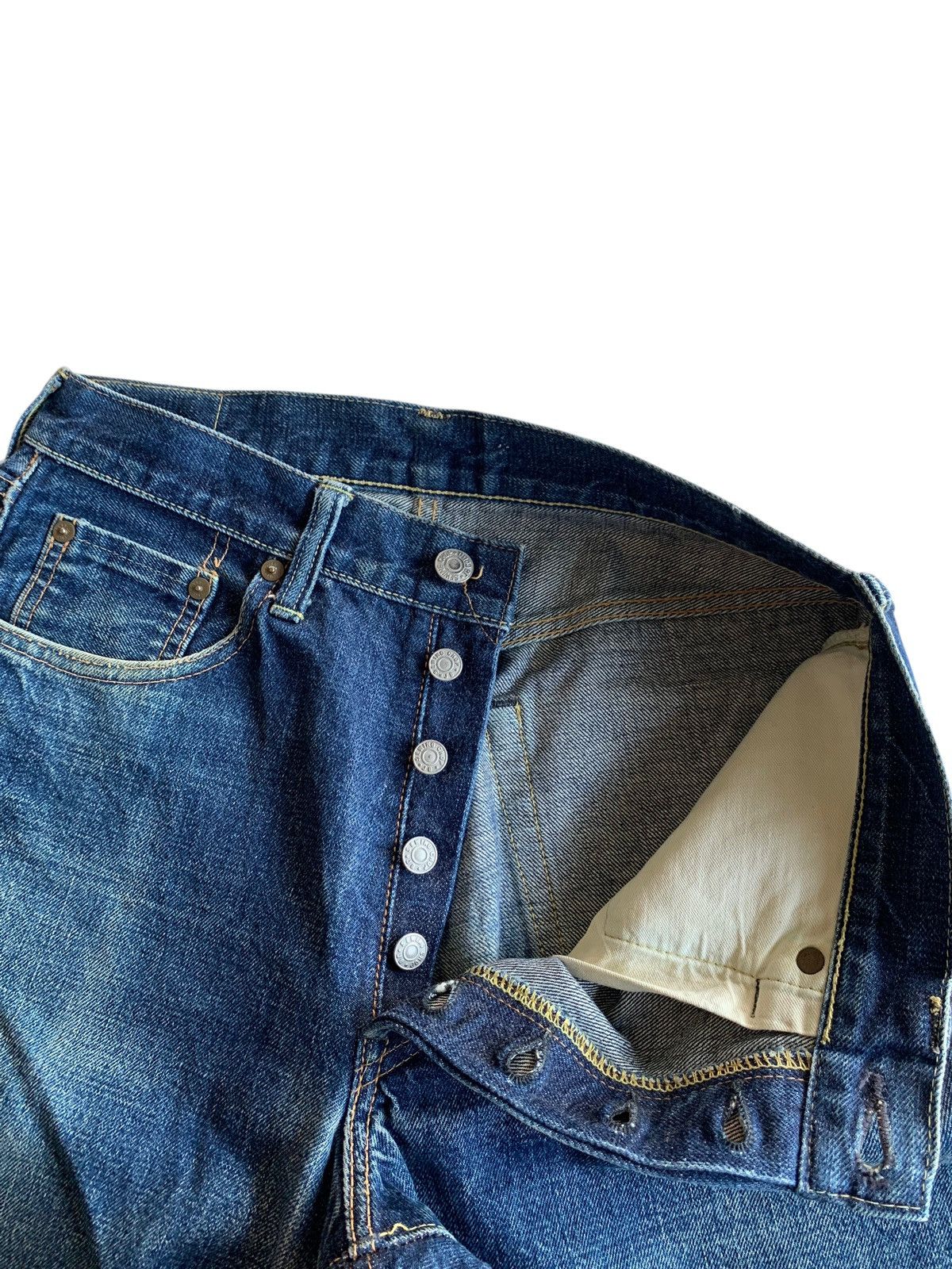 Sugar Cane VINTAGE SWING CHOP SELVEDGE FADED & RUSTY DISTRESSED DENIM Size US 29 - 16 Thumbnail