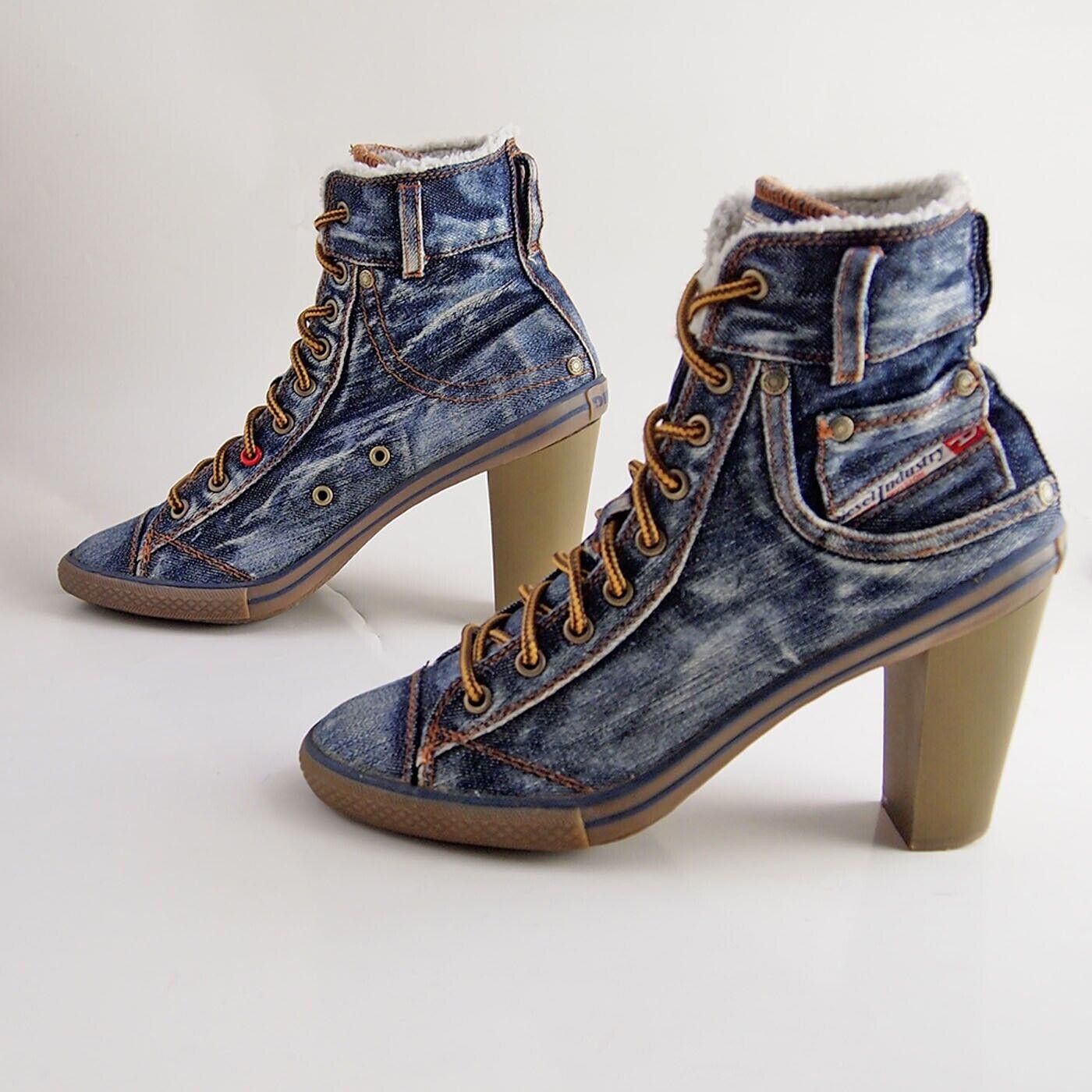 Diesel Diesel Denim Boots Blue Shearling Trim Size US 10 EU 41 Size US 10 / IT 40 - 4 Thumbnail