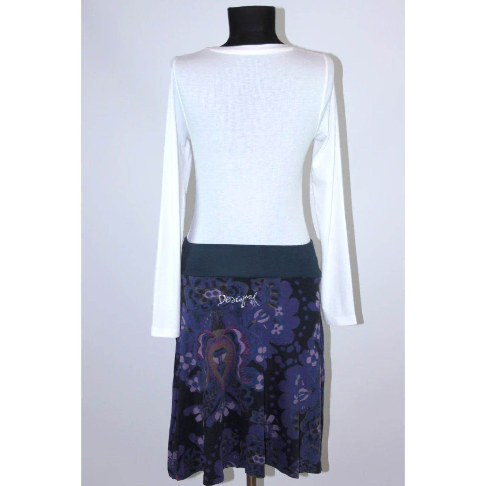 Desigual Desigual Skirt M Womens Midi Cotton Blue Skirt Size 32" / US 10 / IT 46 - 4 Thumbnail