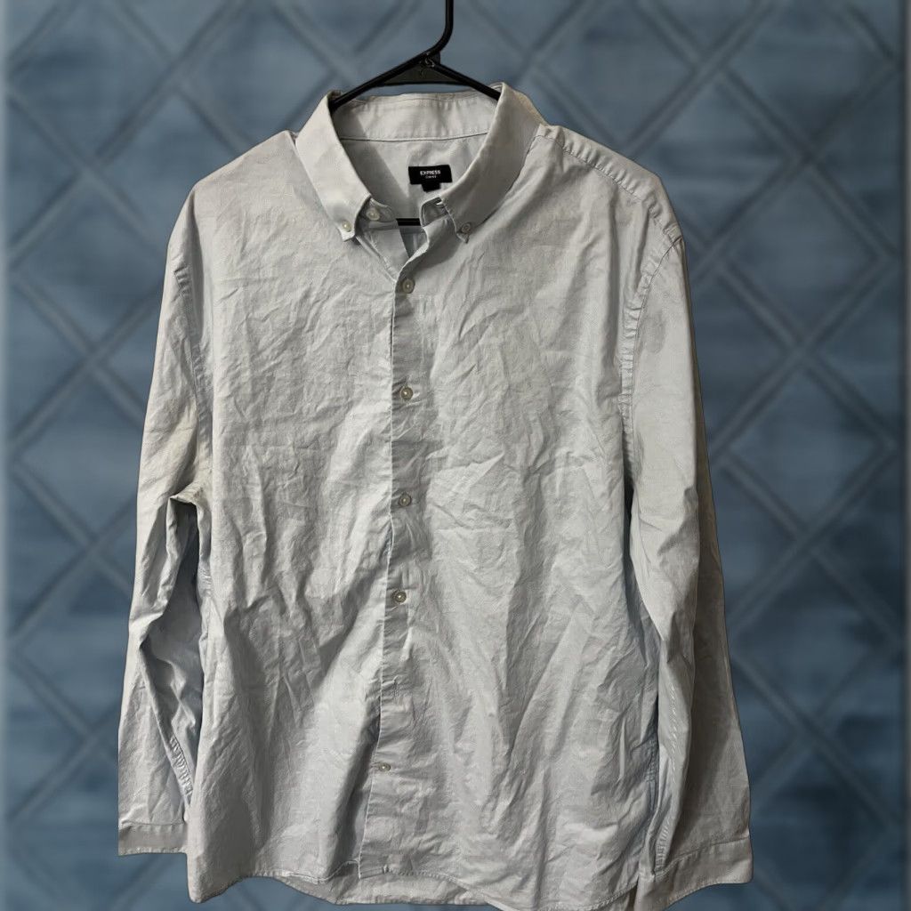 Express Express Shirt Button-Up XL Blue Solid Men Size US XL / EU 56 / 4 - 1 Thumbnail