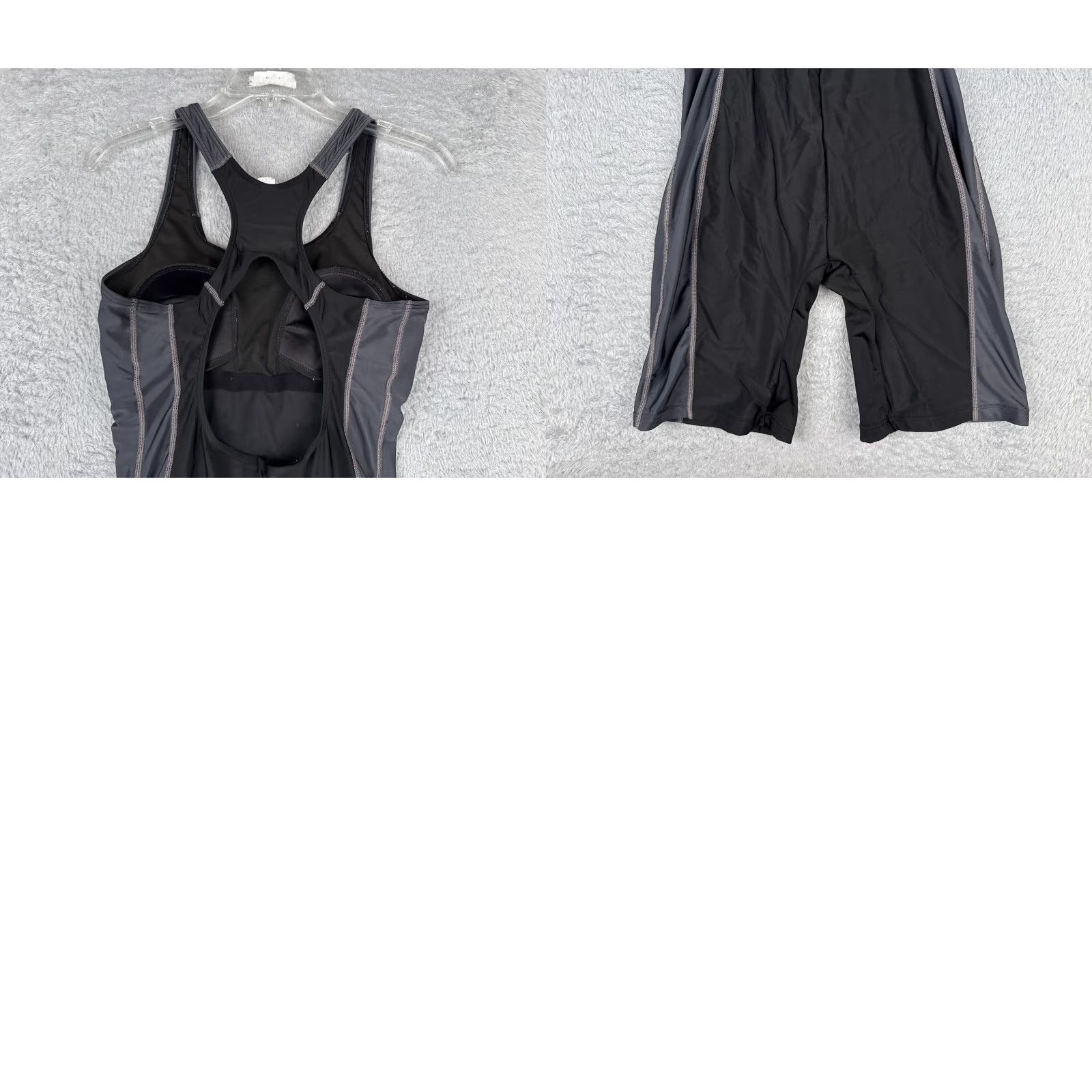Womens Swimsuit Tank Racerback Nylon Spandex Blend UPF50 Black Gray One Piece M Surf