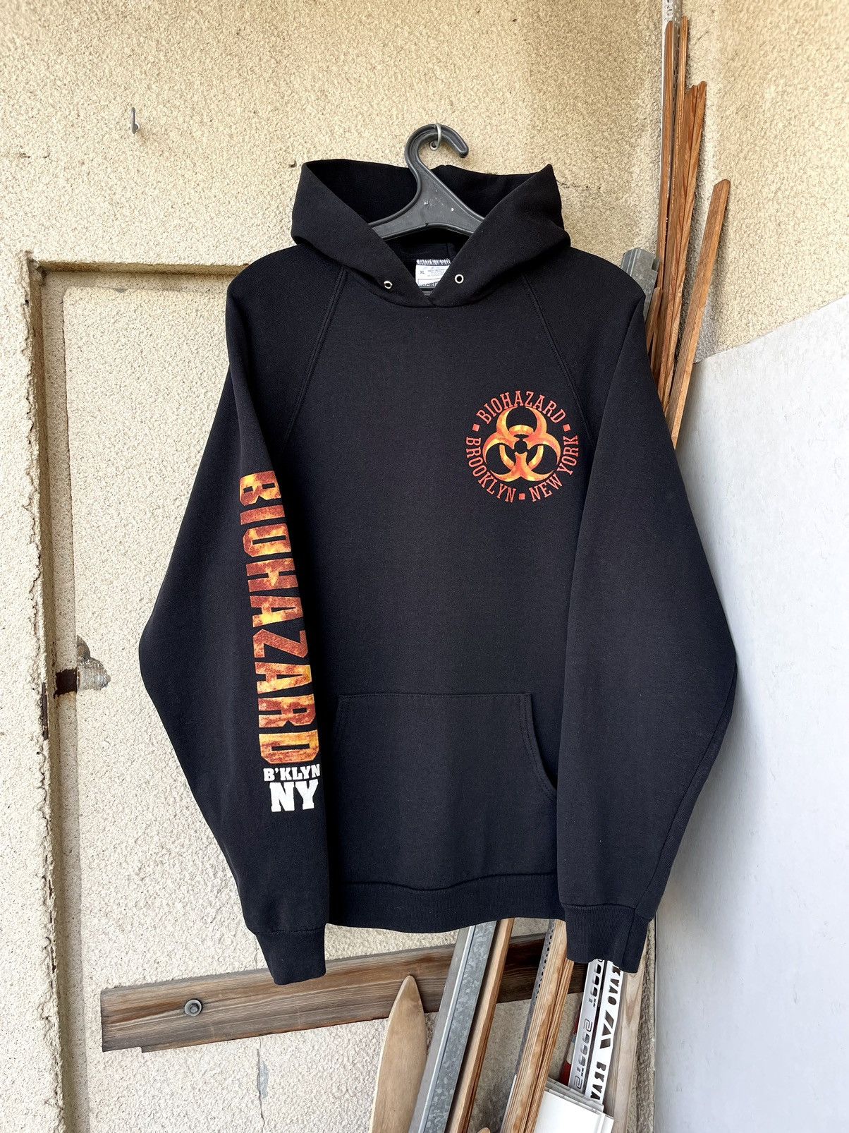 image of Band Tees x Rock T Shirt Vintage 90's Biohazard Brooklyn Ny Hardcore Band Hoodie in Black (Size XL)