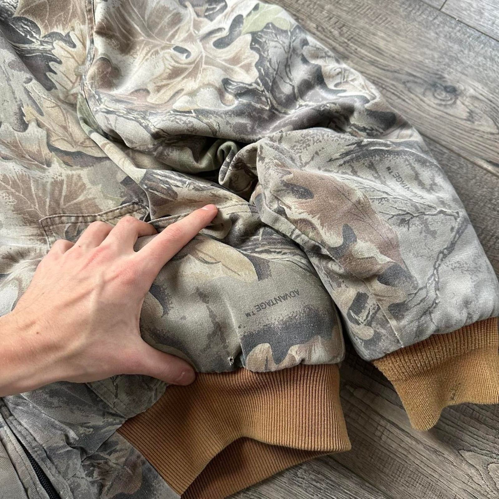 Vintage Vintage 90s Faded Camo Cotton Zip Up Hooded Work Jacket Size US M / EU 48-50 / 2 - 3 Thumbnail
