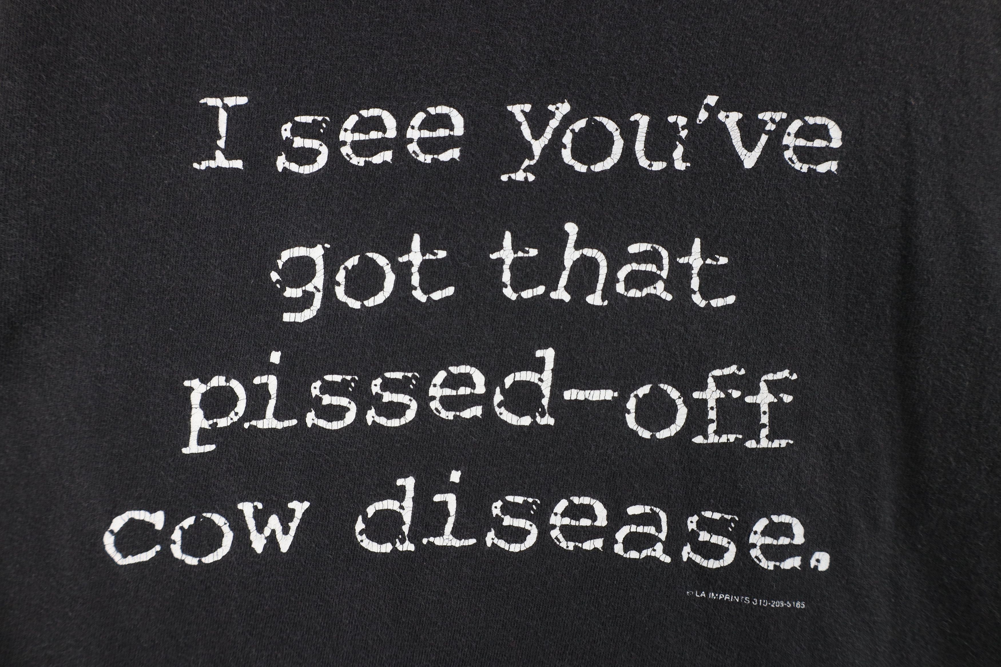Vintage Vintage 90s Pissed Off Cow Disease Mad Cow T-Shirt Black USA Size US XL / EU 56 / 4 - 4 Thumbnail