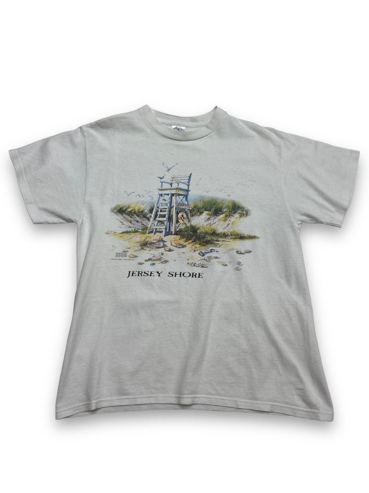 Delta Vintage JERSEY ISLAND SHORE White T- Shirt Delta US Made M Size US M / EU 48-50 / 2 - 1 Thumbnail