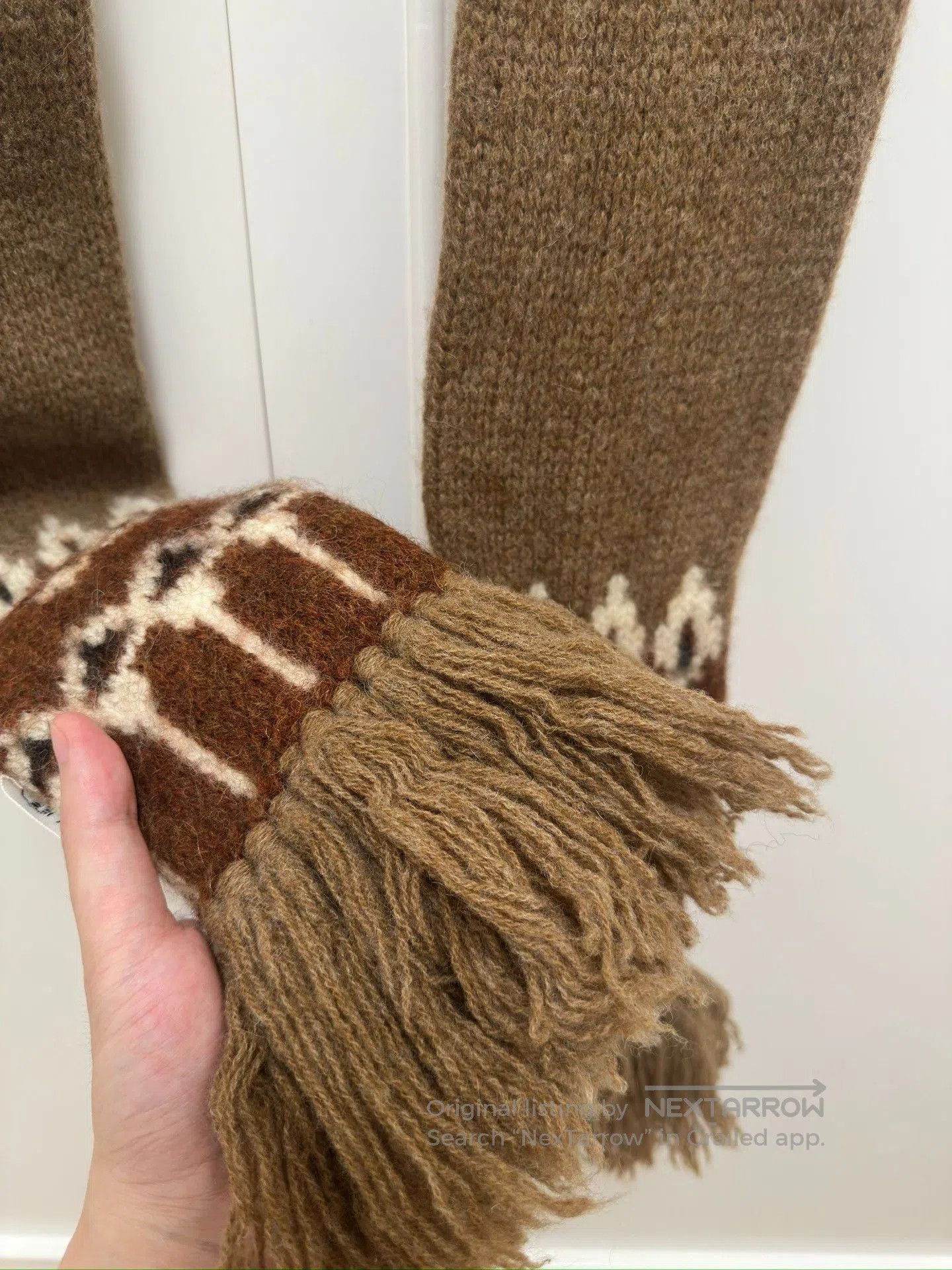 Other CELINE Brown Fair Isle Wool Fringe Scarf. Size ONE SIZE - 4 Thumbnail