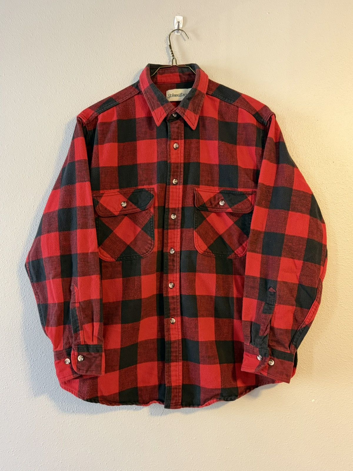 St. Johns Bay 90s red & green buffalo plaid 100% cotton flannel Size US XL / EU 56 / 4 - 1 Thumbnail