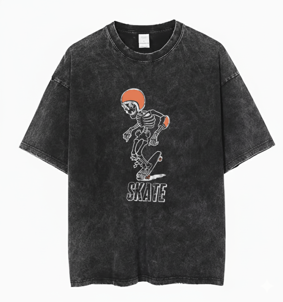 Other Y2K Streetwear Skeleton Skateboard Print Washed T-Shirt Size US S / EU 44-46 / 1 - 1 Thumbnail