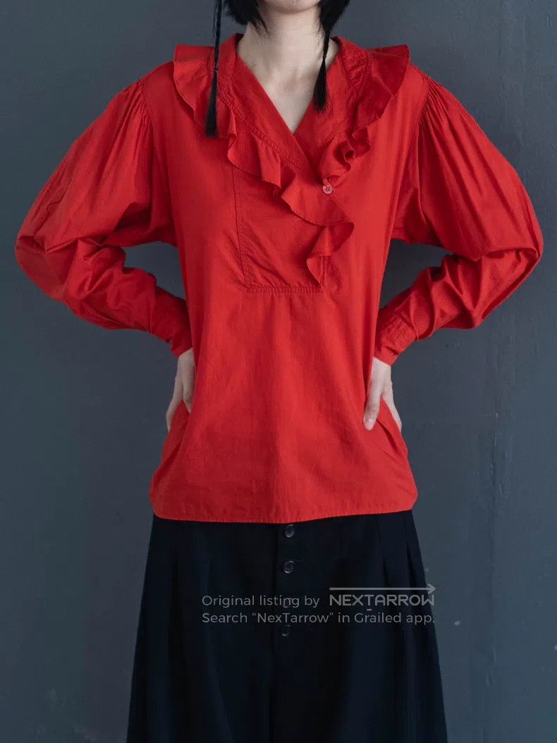 Kenzo Red petal collar shirt