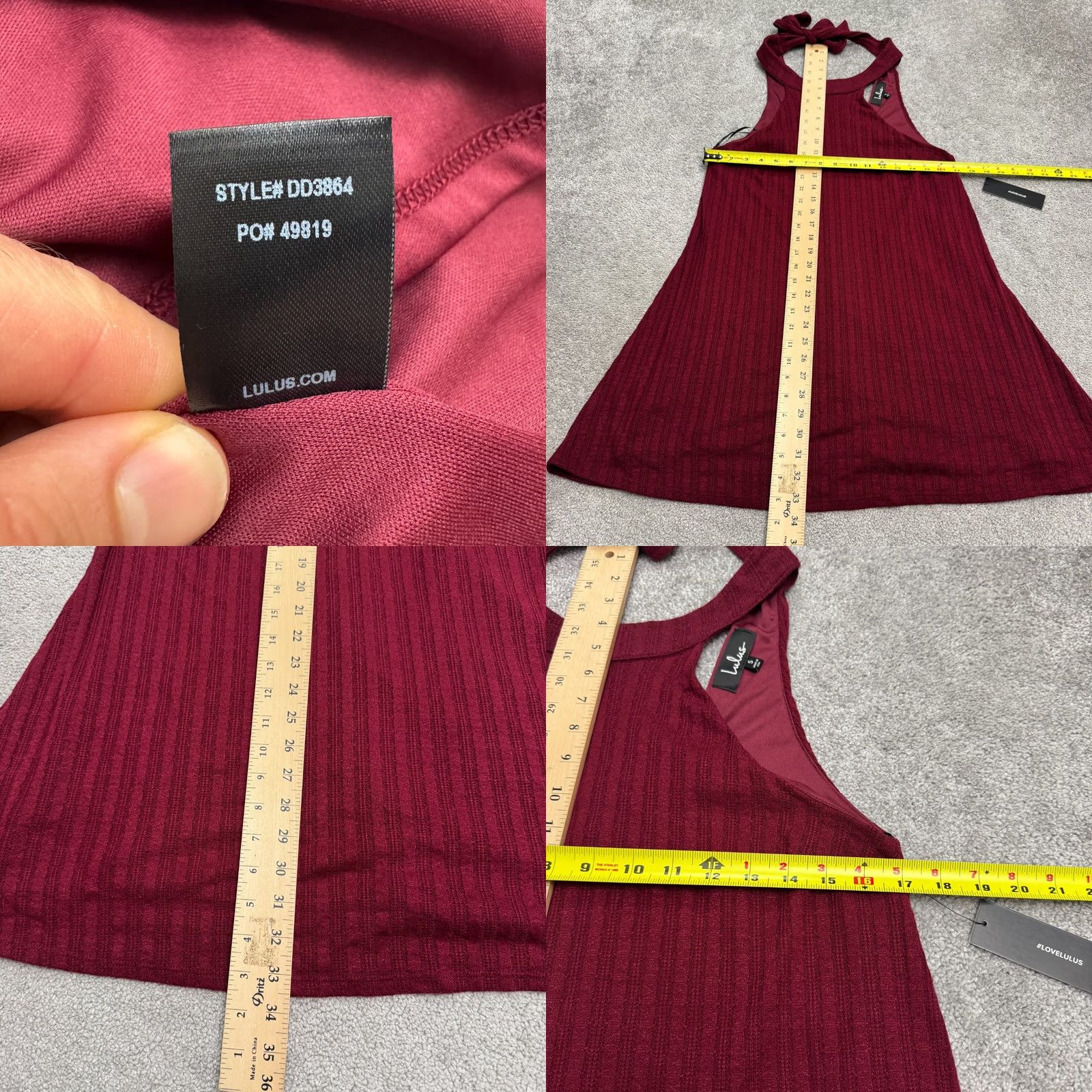 Lulus Lulus Burgundy Ribbed Knit Halter A-Line Mini Dress NWT Womens Small Tie Back Size S / US 4 / IT 40 - 9 Thumbnail