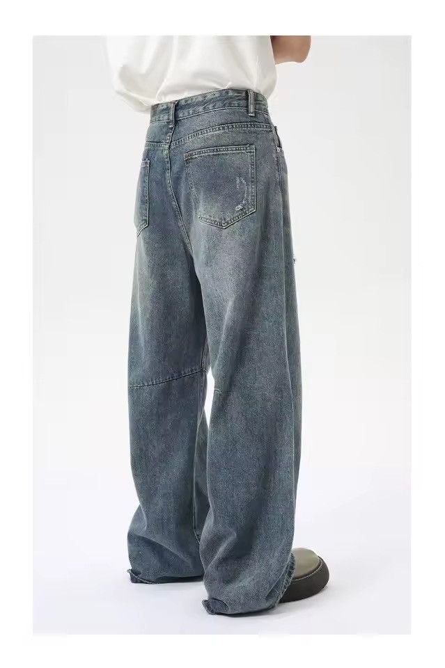 Jean Streetwear Washed Baggy Straight Wide Leg Jeans Size US 32 / EU 48 - 4 Thumbnail
