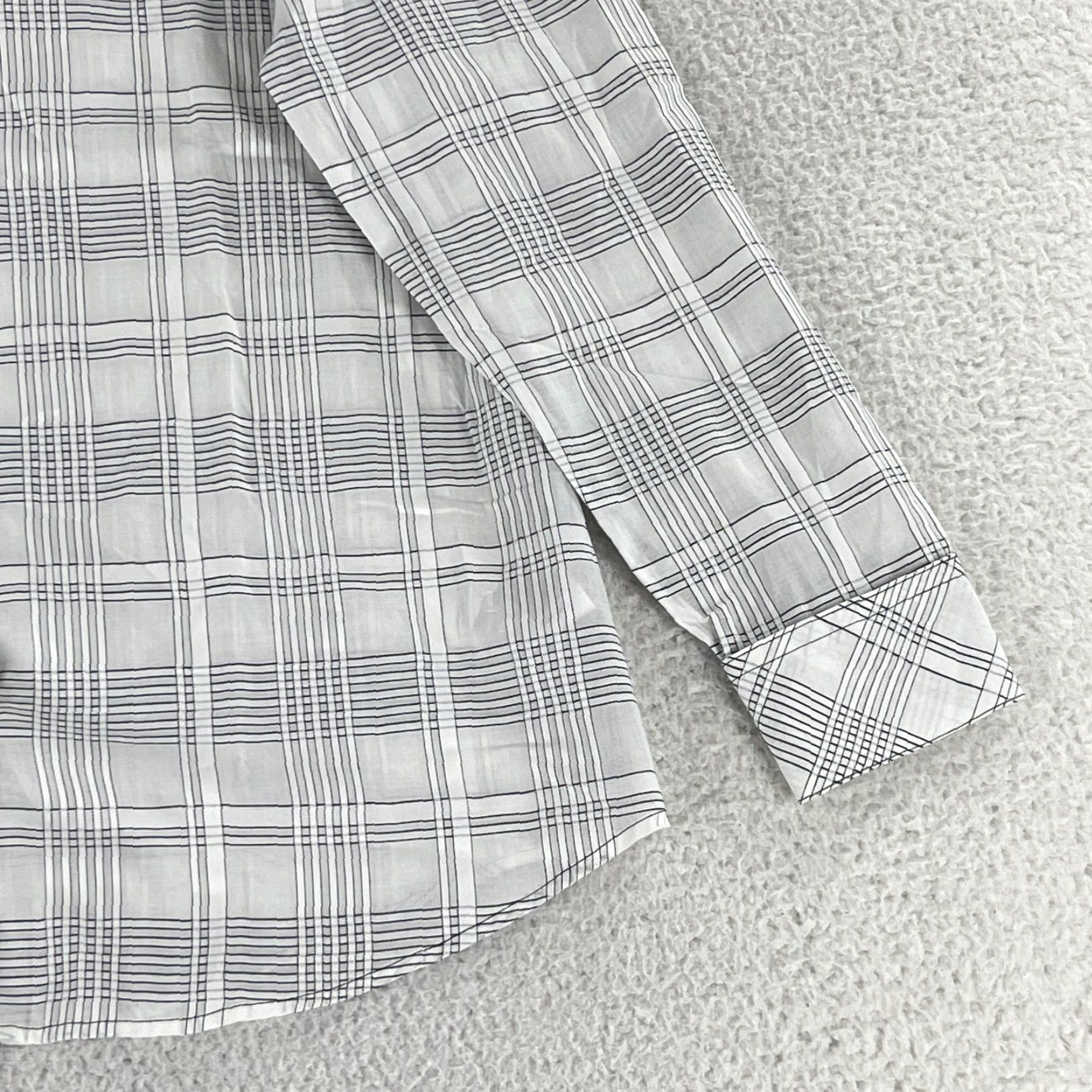 Vintage Foxcroft Davis Button-Up Shirt Womens Size 6 White Long Sleeve Plaid Casual Workwear New Size M / US 6-8 / IT 42-44 - 4 Thumbnail