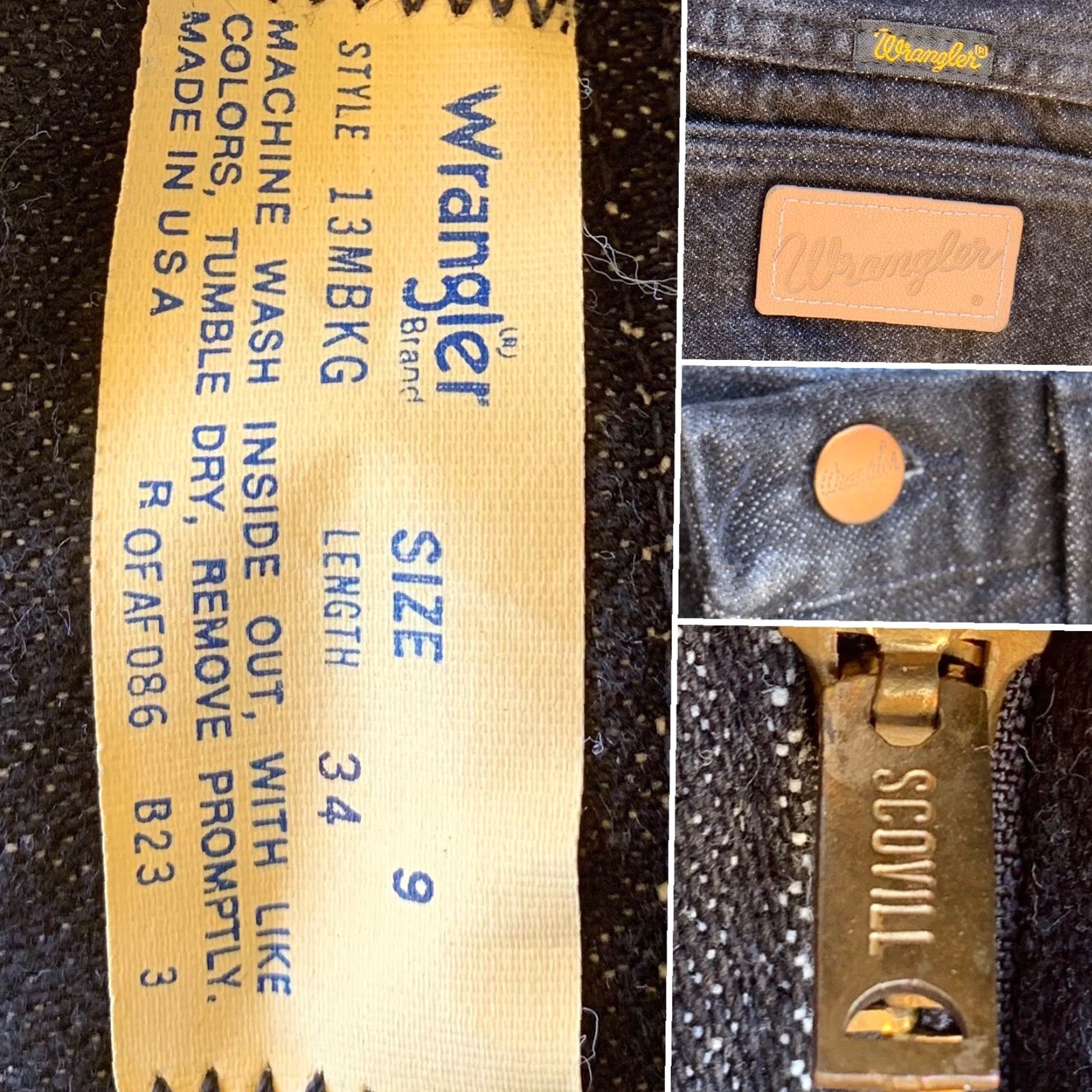 Wrangler VINTAGE Wrangler Jeans Black Scovill Zipper Size 9 26 1/2” Waist Inseam 34 Denim Rockabilly Womens or Juniors? Size 30" / US 8 / IT 44 - 2 Thumbnail
