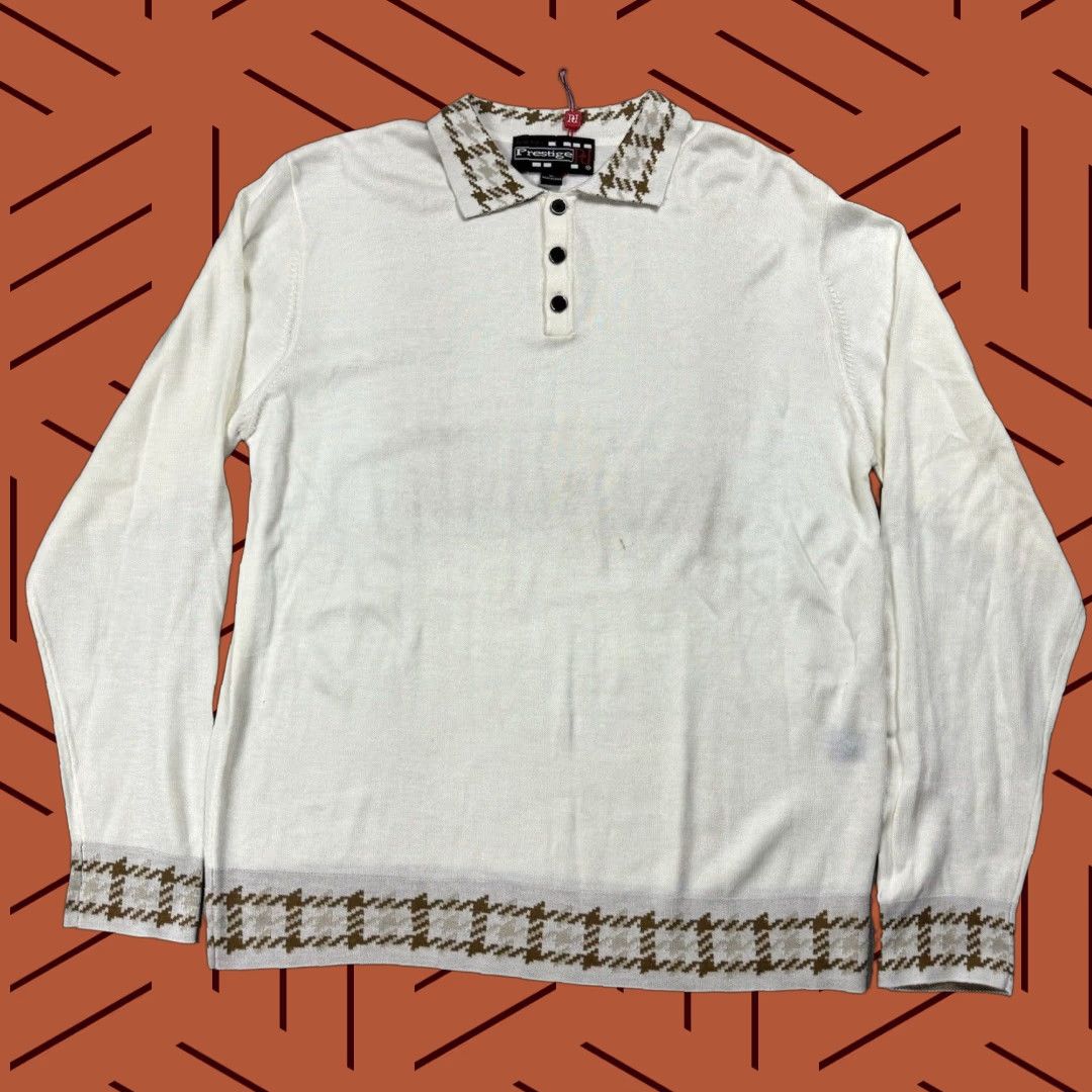 VINTAGE Royal Prestige Men’s Knit Pullover Sweater XL Ivory Hip Hop Art 80s 90s