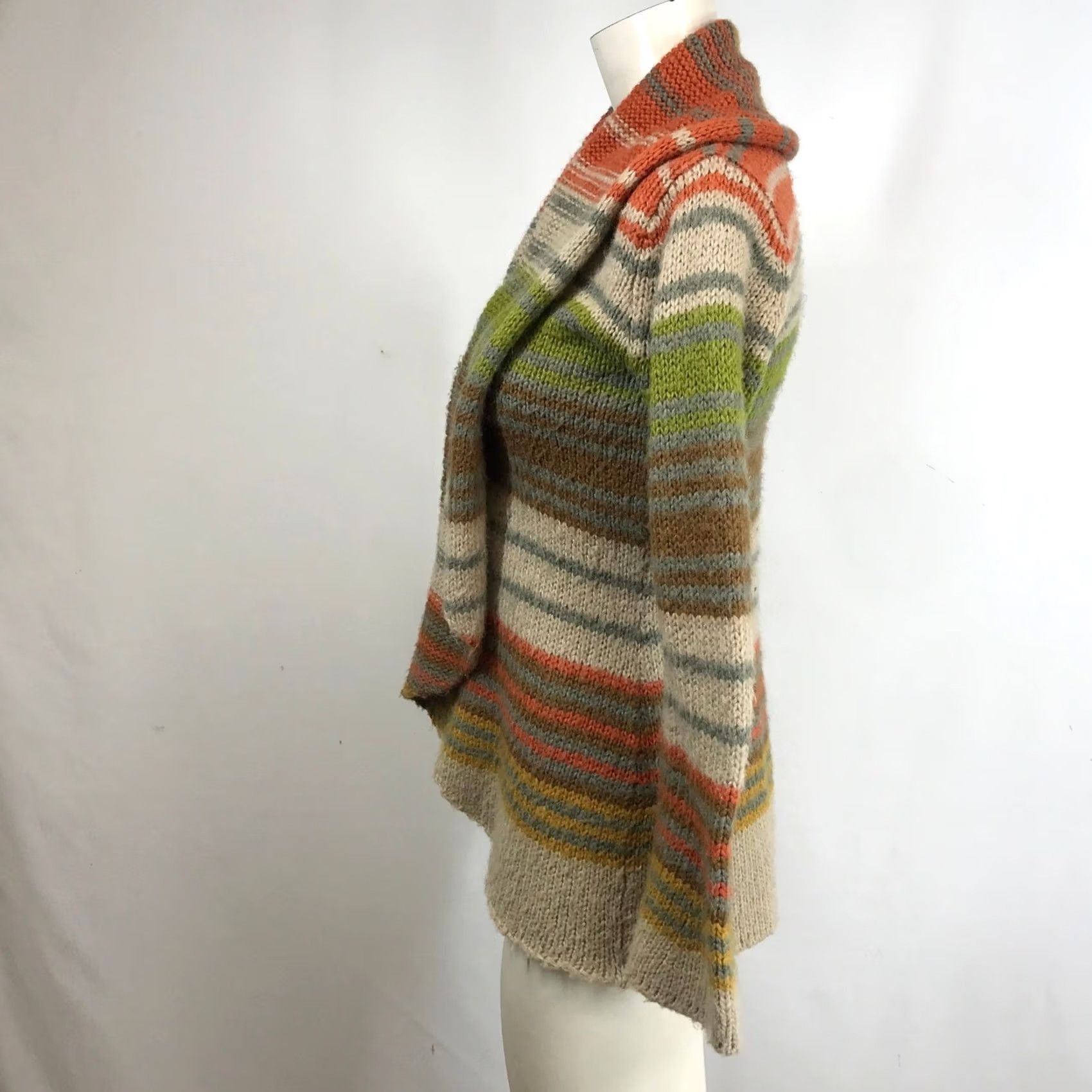 Vintage VINTAGE Wooden Ships Striped Waterfall Cardigan Sweater Medium Large Size M / US 6-8 / IT 42-44 - 6 Thumbnail