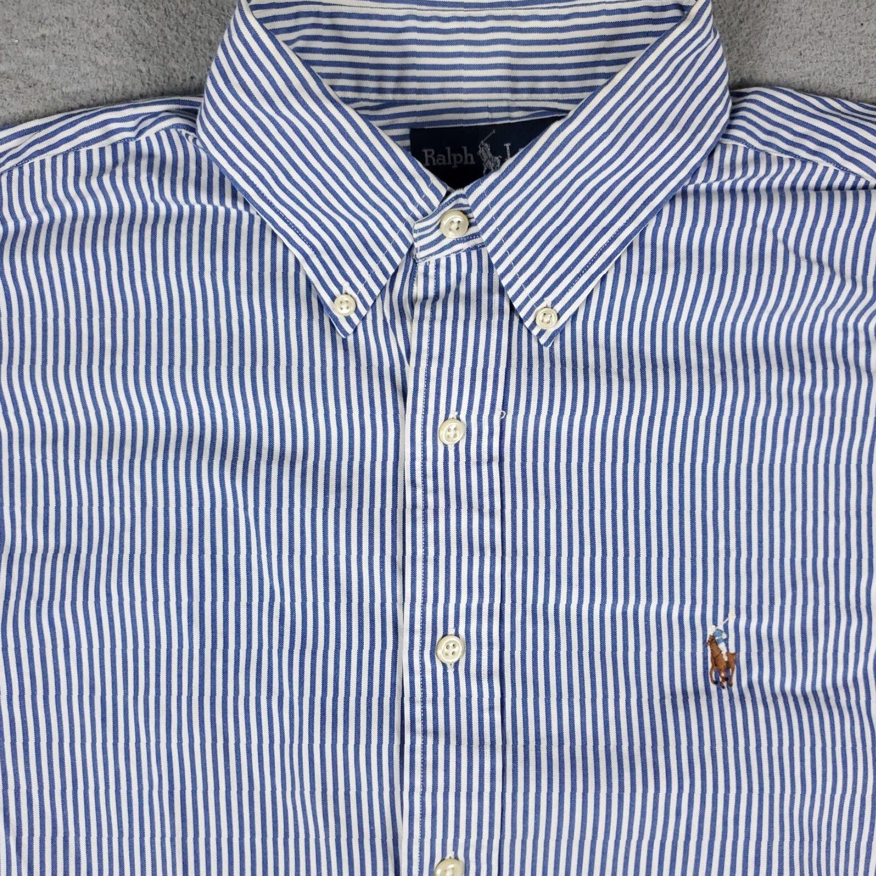 Ralph Lauren Ralph Lauren Dress Shirt Mens Size 16.5 Blue Striped Button Up Long Sleeve Regular Fit Size 42R - 2 Thumbnail