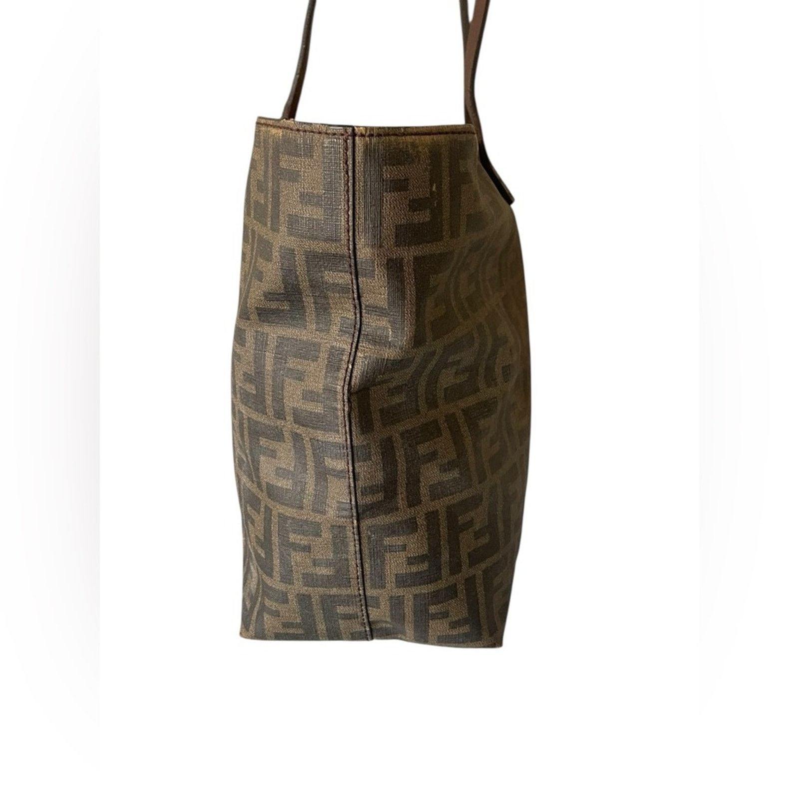 Fendi Fendi Tobacco Zucca Coated Canvas Large Roll Tote Size ONE SIZE - 4 Thumbnail