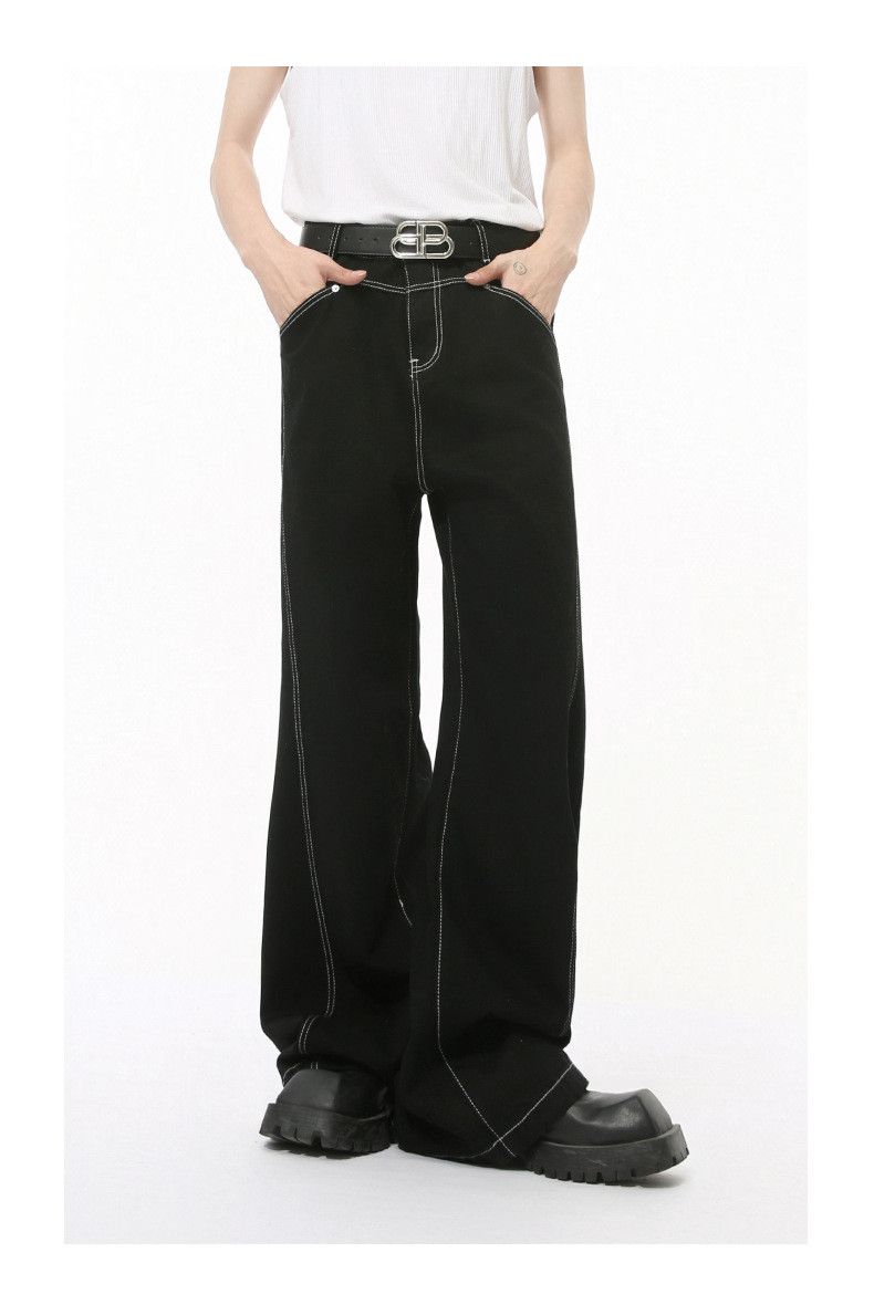 Japanese Brand Black trendy stitching casual straight jeans y2k Size US 32 / EU 48 - 3 Thumbnail