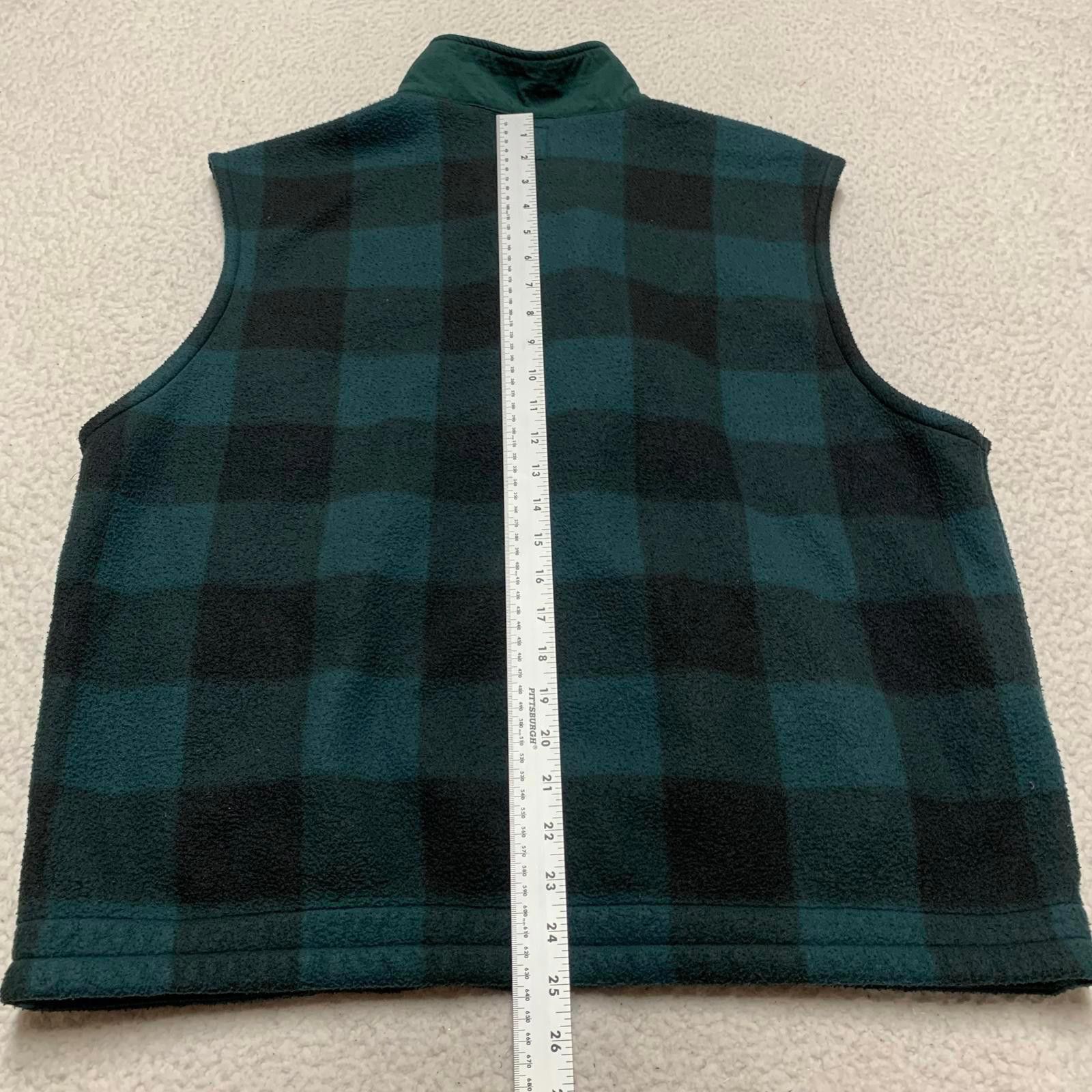 Gap GAP Men's Large Buffalo Plaid Green Black Fleece Vest Size US L / EU 52-54 / 3 - 11 Thumbnail