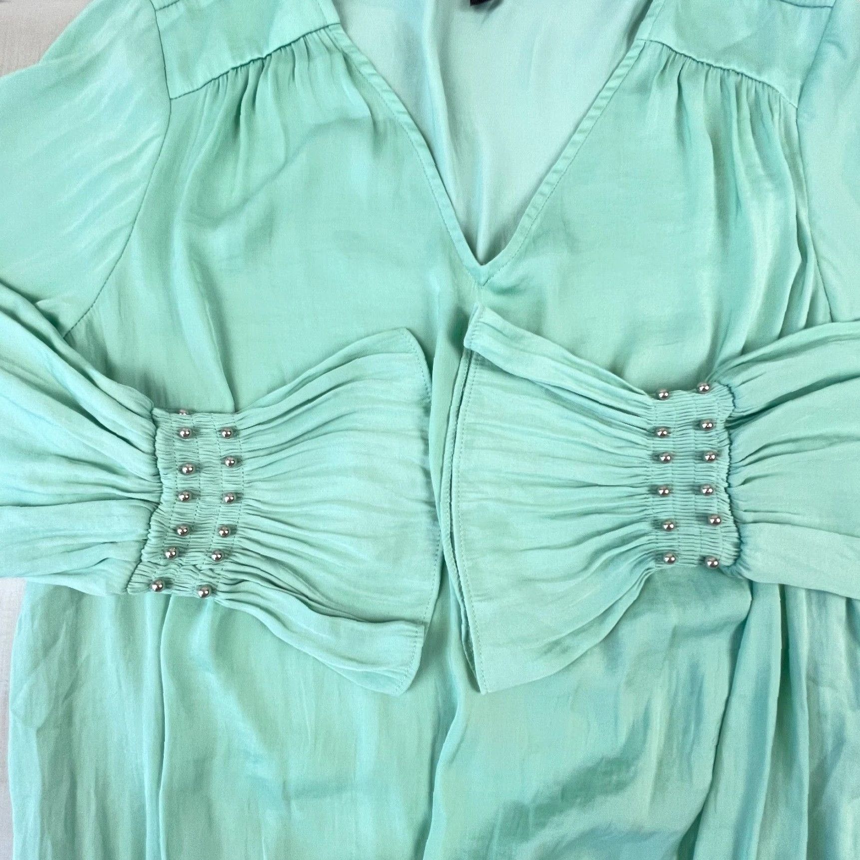 JM Collection JM Collection Women's Green Balloon Sleeve Blouse Long Sleeve Small Size S / US 4 / IT 40 - 6 Thumbnail