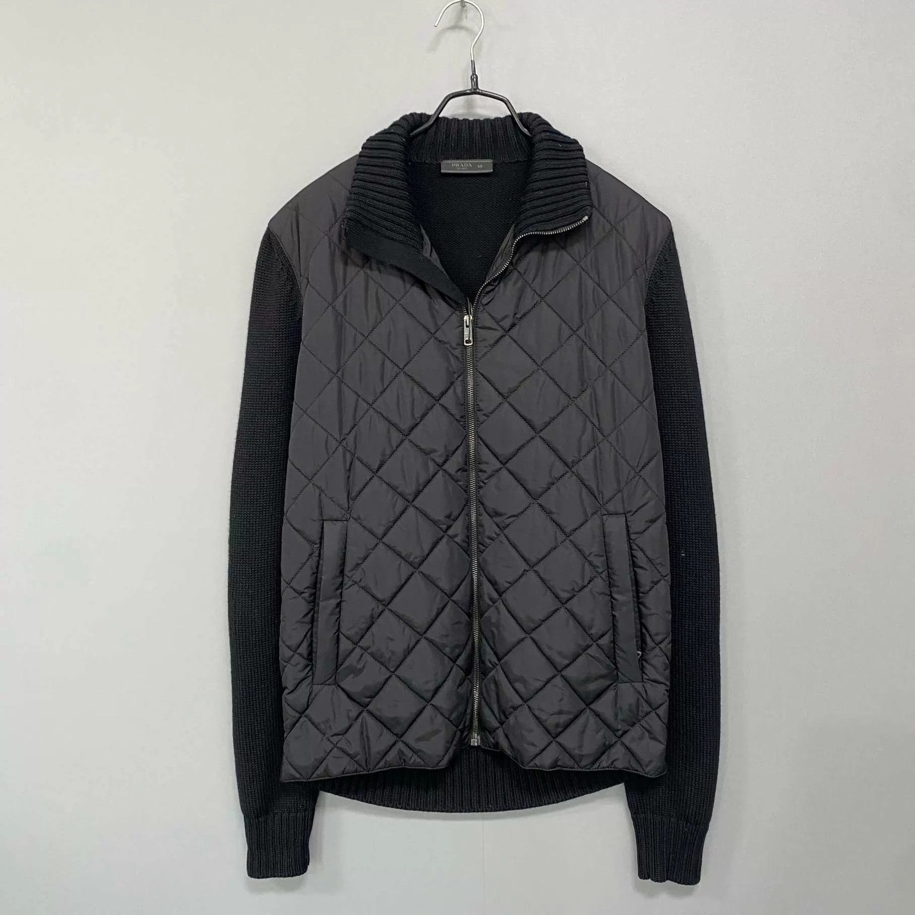 Prada PRADA Black Knit-Paneled Cotton Jacket Size 50 Size US M / EU 48-50 / 2 - 1 Thumbnail