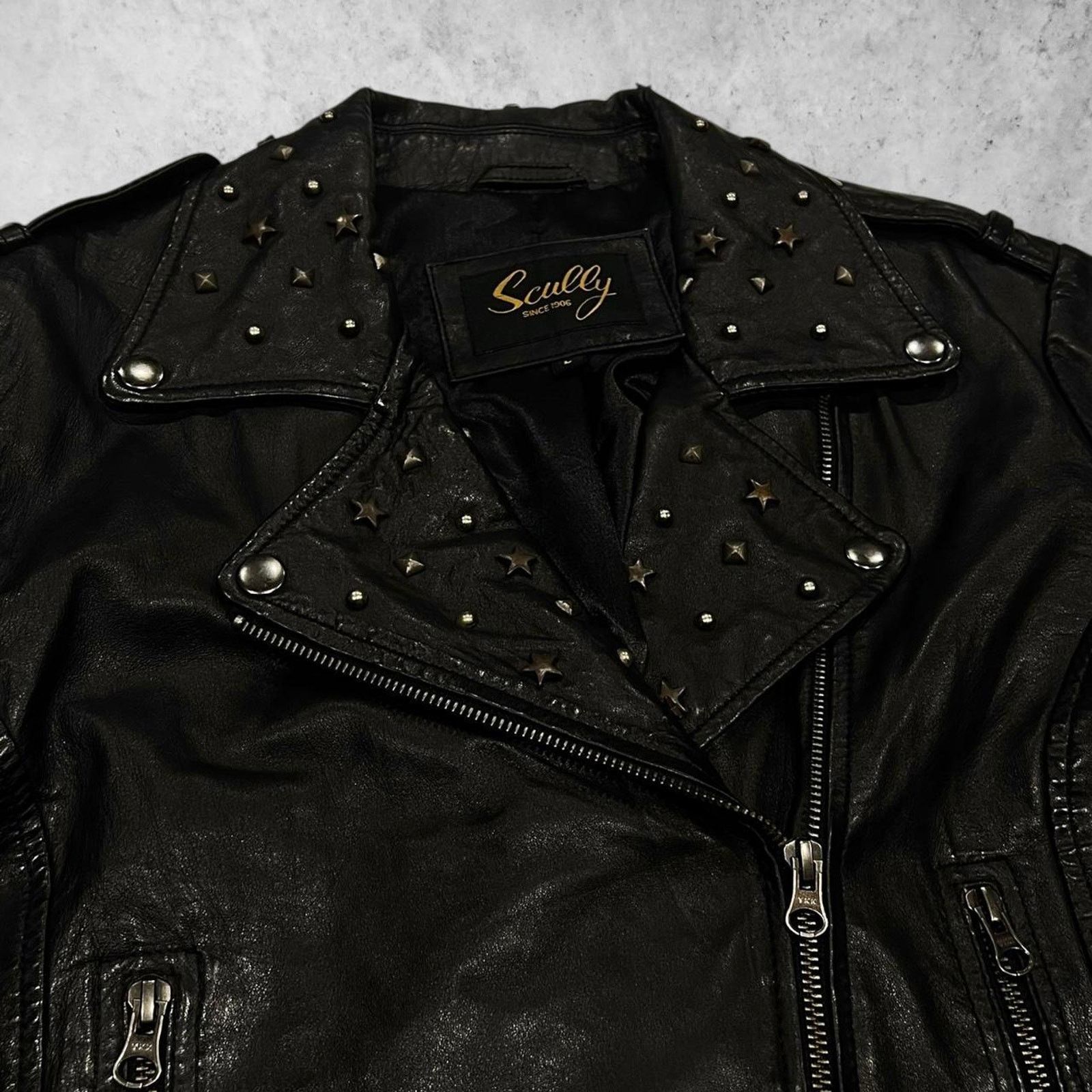 Other Scully Black Leather Studded Moto Biker Style Jacket Size S / US 4 / IT 40 - 2 Thumbnail